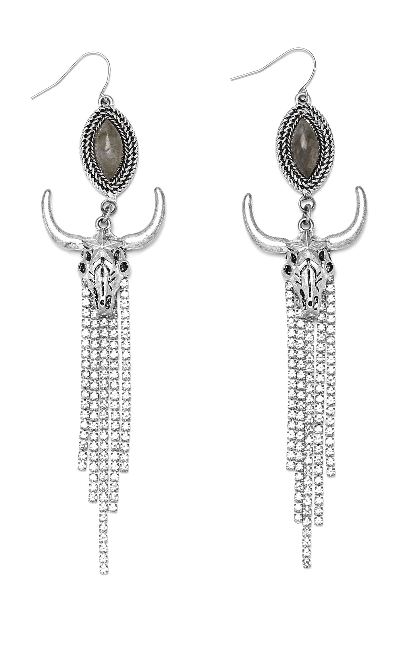 Cowgirl Confetti Gray Stone Cowgirl Nights Dangle Earrings - Image 1