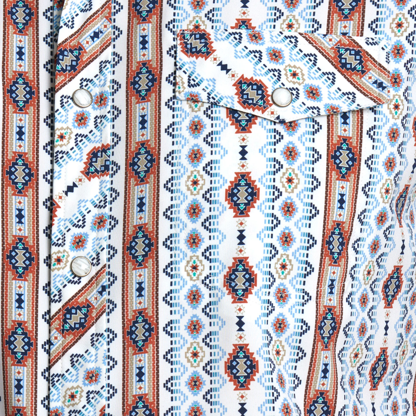 Panhandle Men's Performance Terracotta & Sky Aztec Print Western Shirt - Image 1