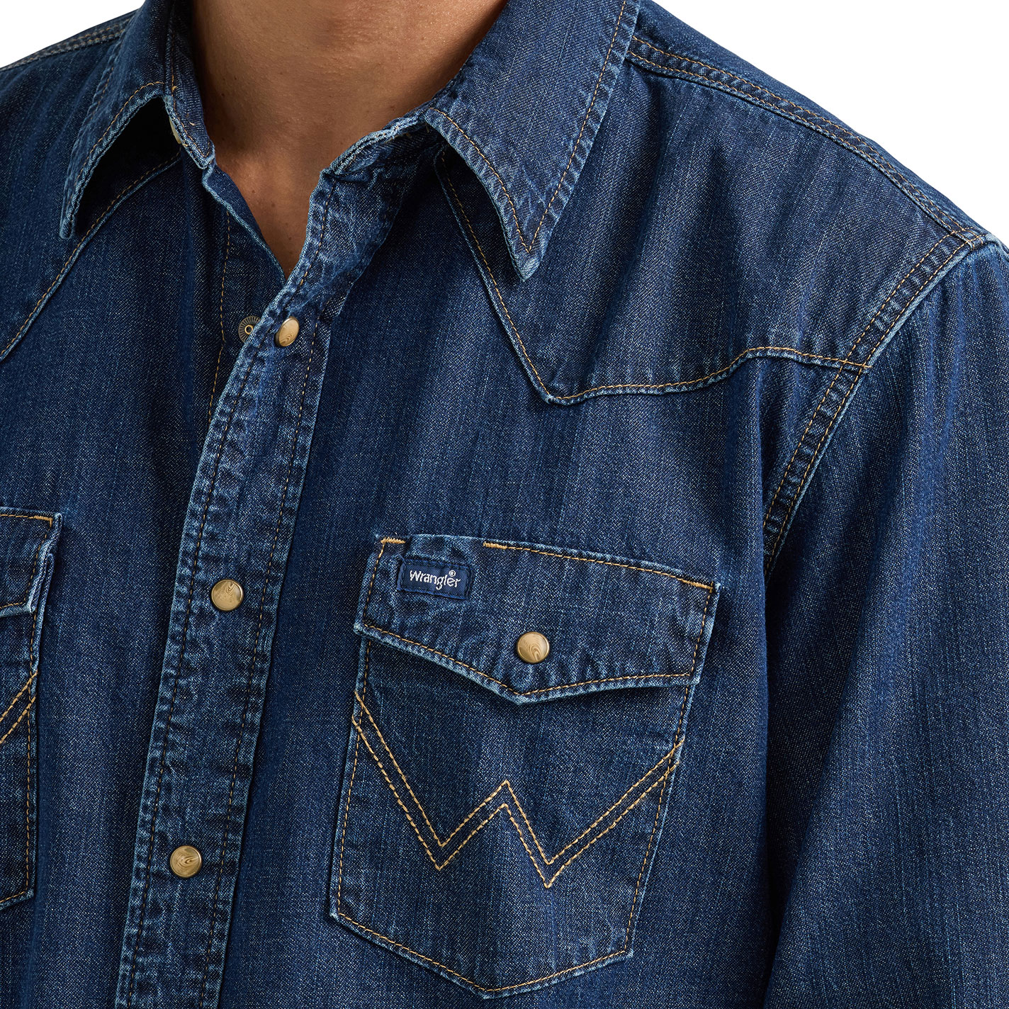 Wrangler Retro Men's Dark Wash Denim Western Shirt - Image 2