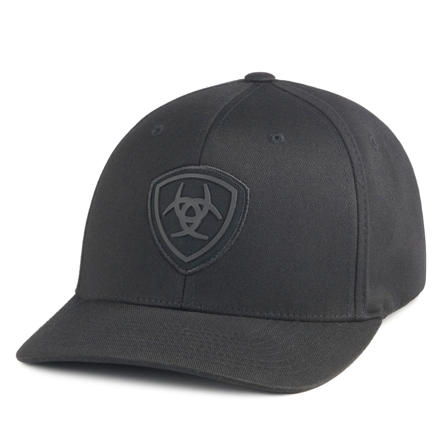 Ariat Men's Black with Black Shield FlexFit Cap - Image 1