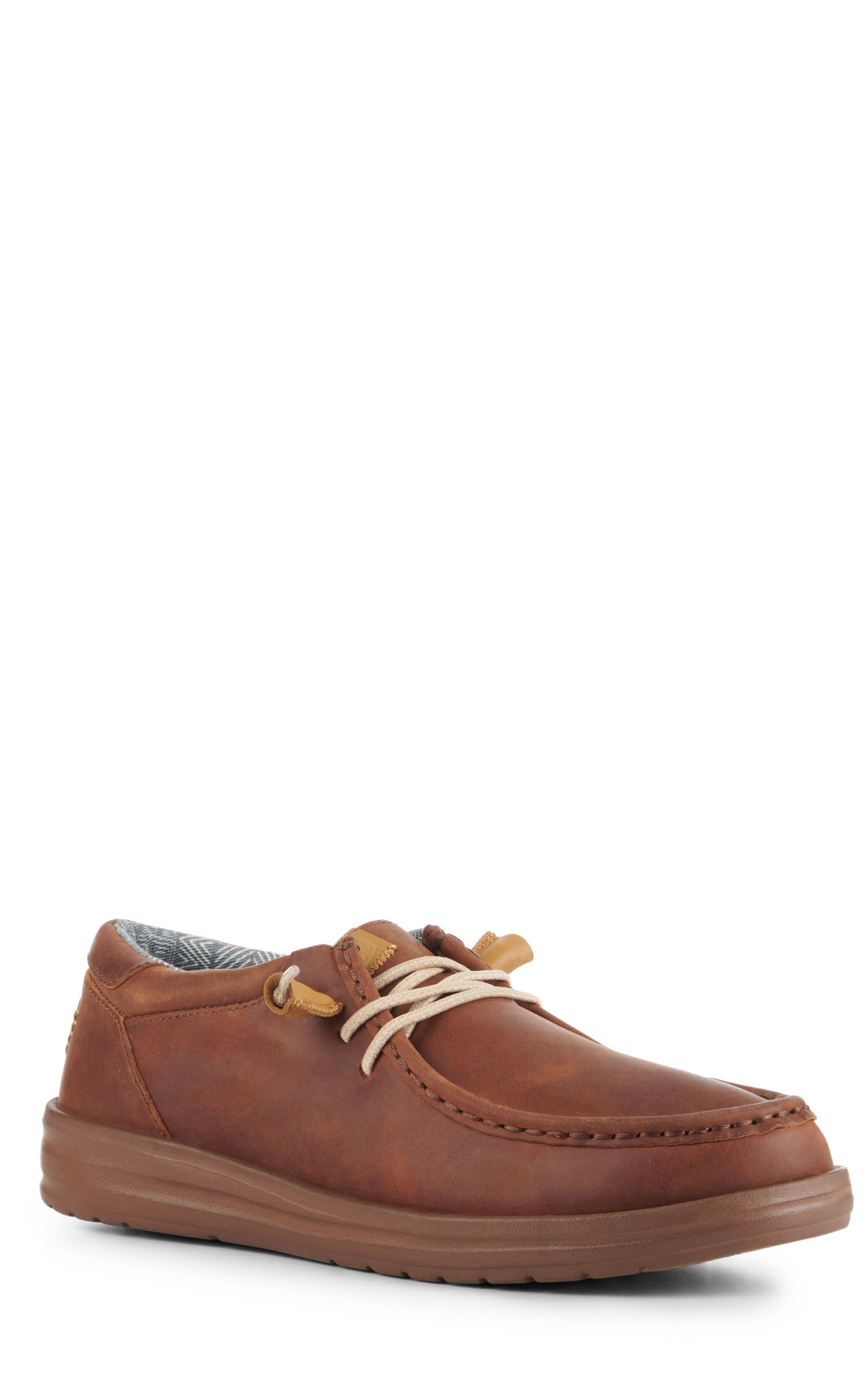 Hey Dude Men's Wally Grip Craft Brown Leather Lace Up Casual Shoes - Image 1