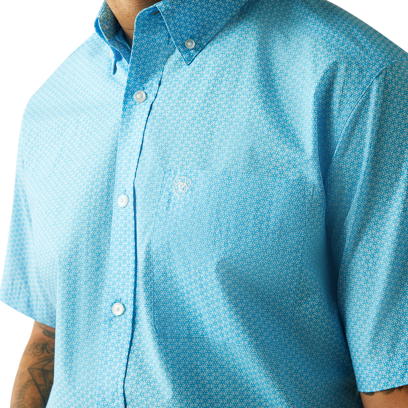 Ariat Men's Simeon Bright Blue Geo Western Shirt - Image 1