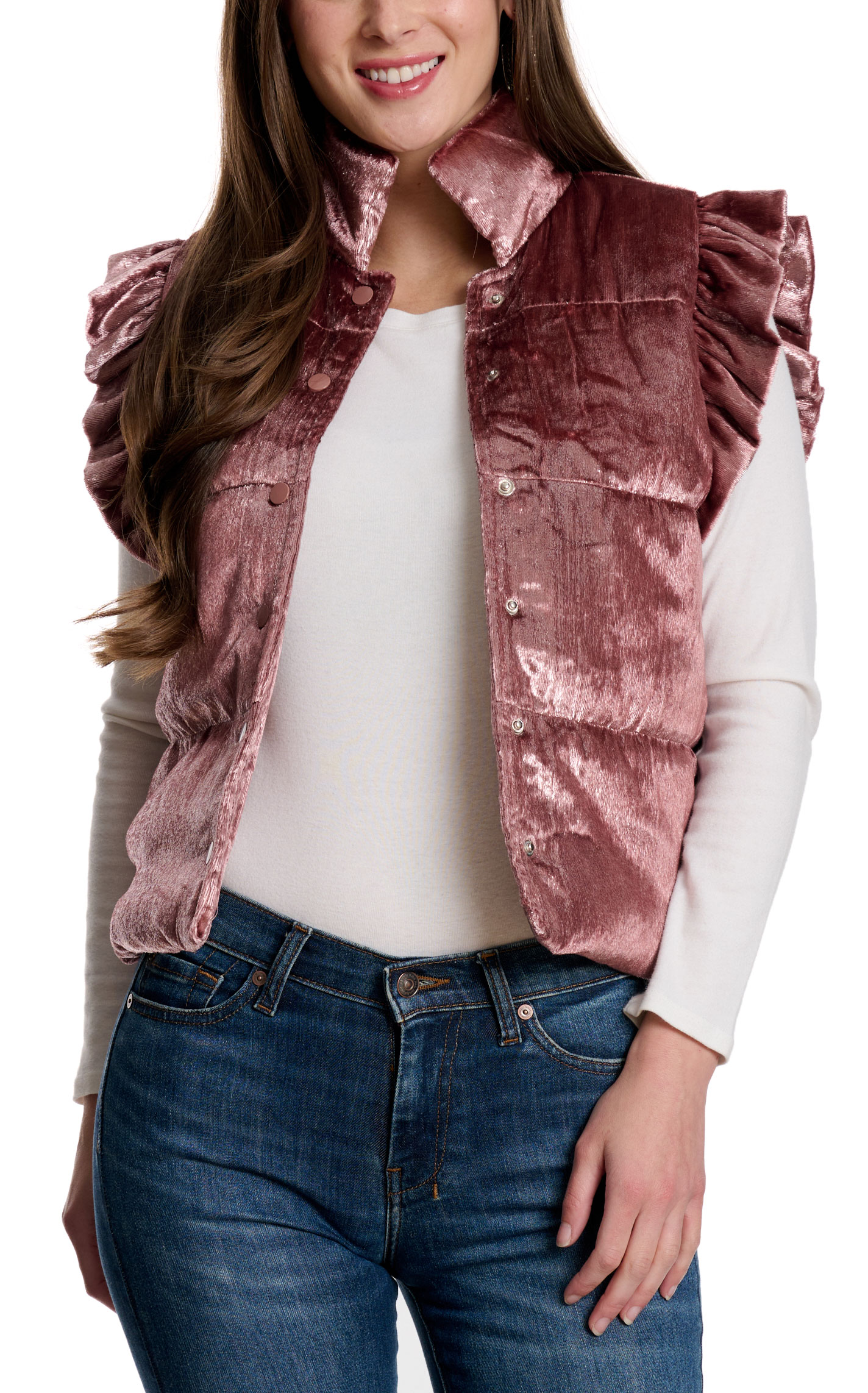 Grace & Emma Women's Pink Shiny Puffer Vest - Image 1