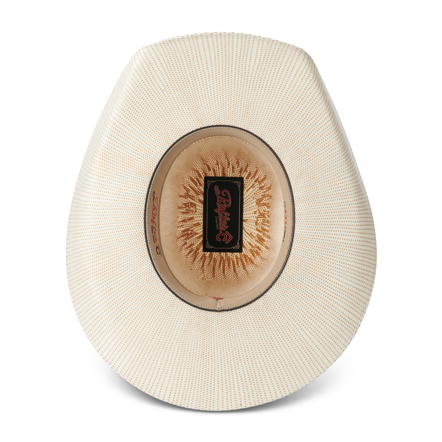 Rafter C Men's Punchy Trim Tan and Ivory Bangora Brick Crown Cowboy Hat - Image 1
