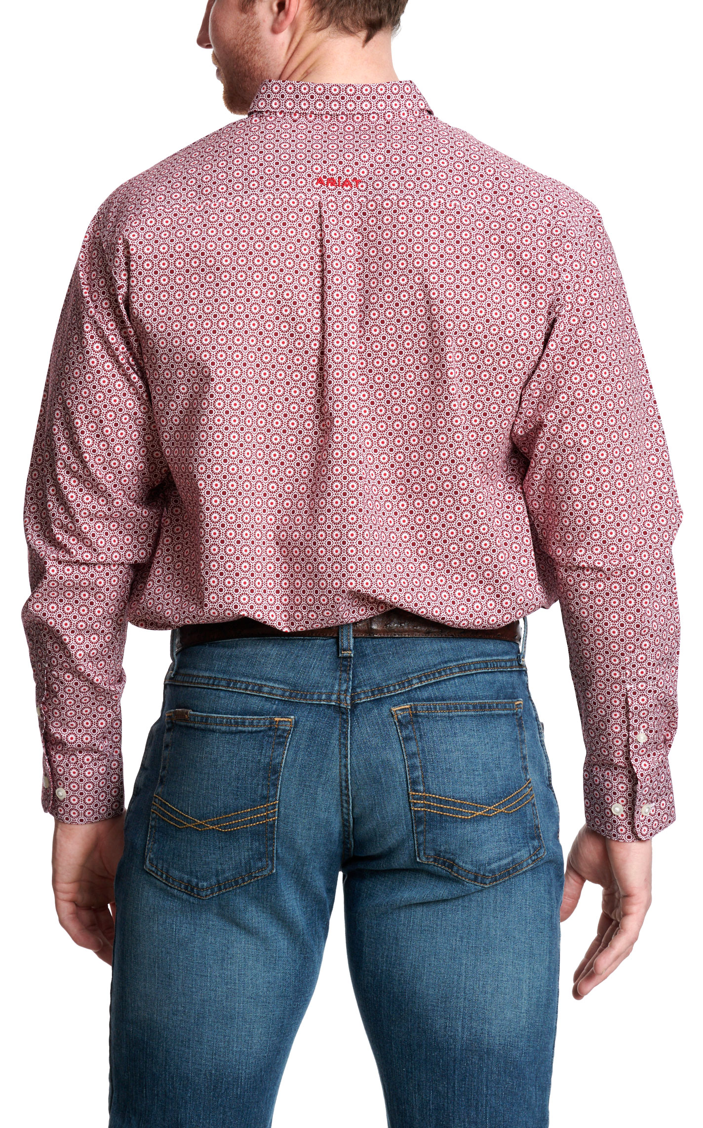 Ariat Men's Wooster Maroon Geo Western Shirt - Image 1