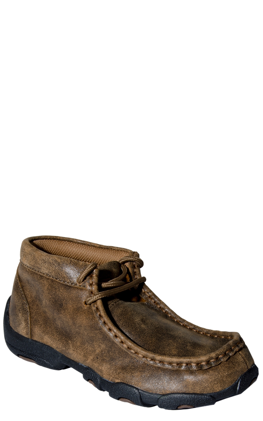 Twisted X Youth Brown Bomber Driving Moccasin Lace Up Casual Shoes - Image 1