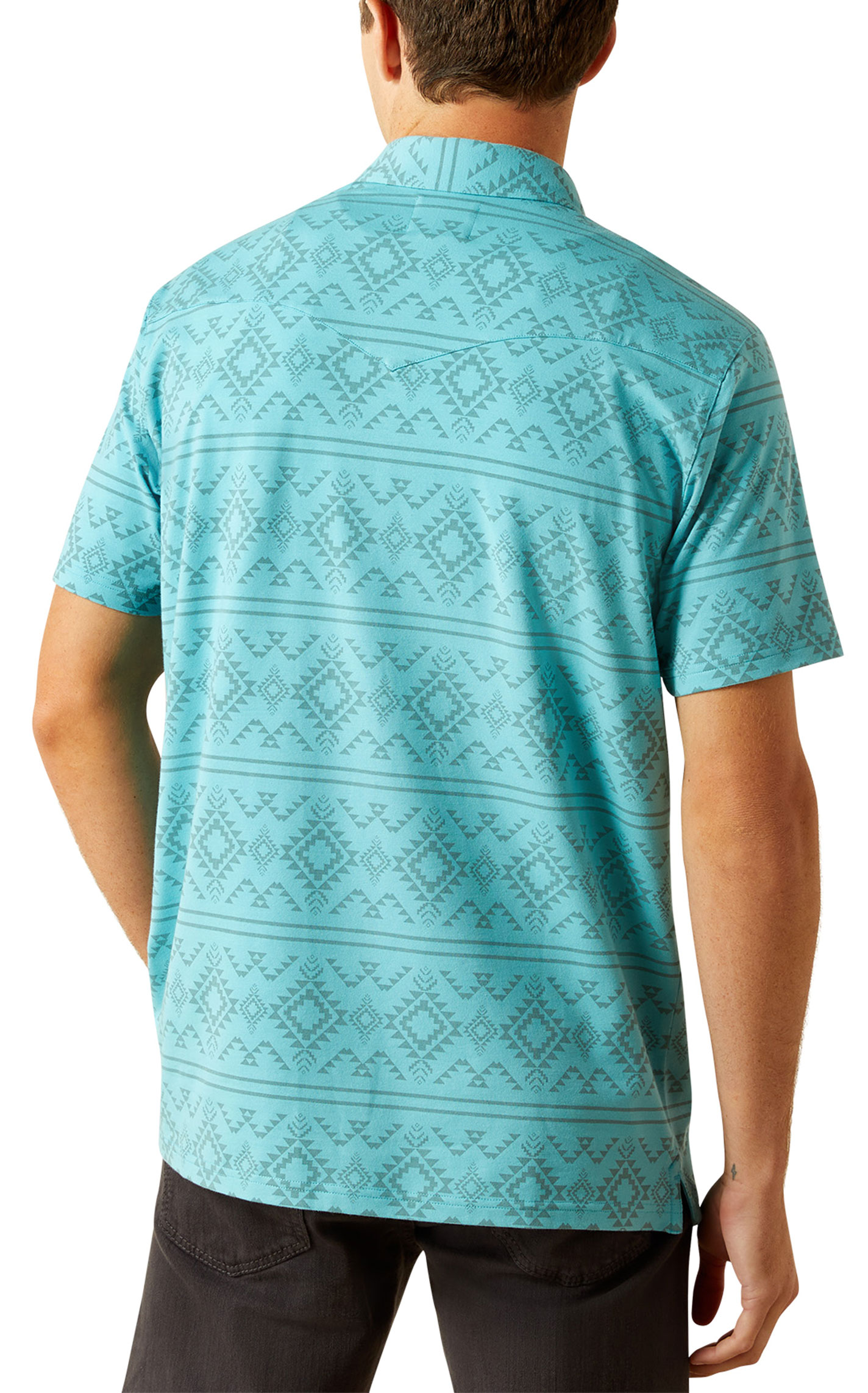 Ariat Light Turquoise Retro Aztec Western Polo Shirt - Image 1