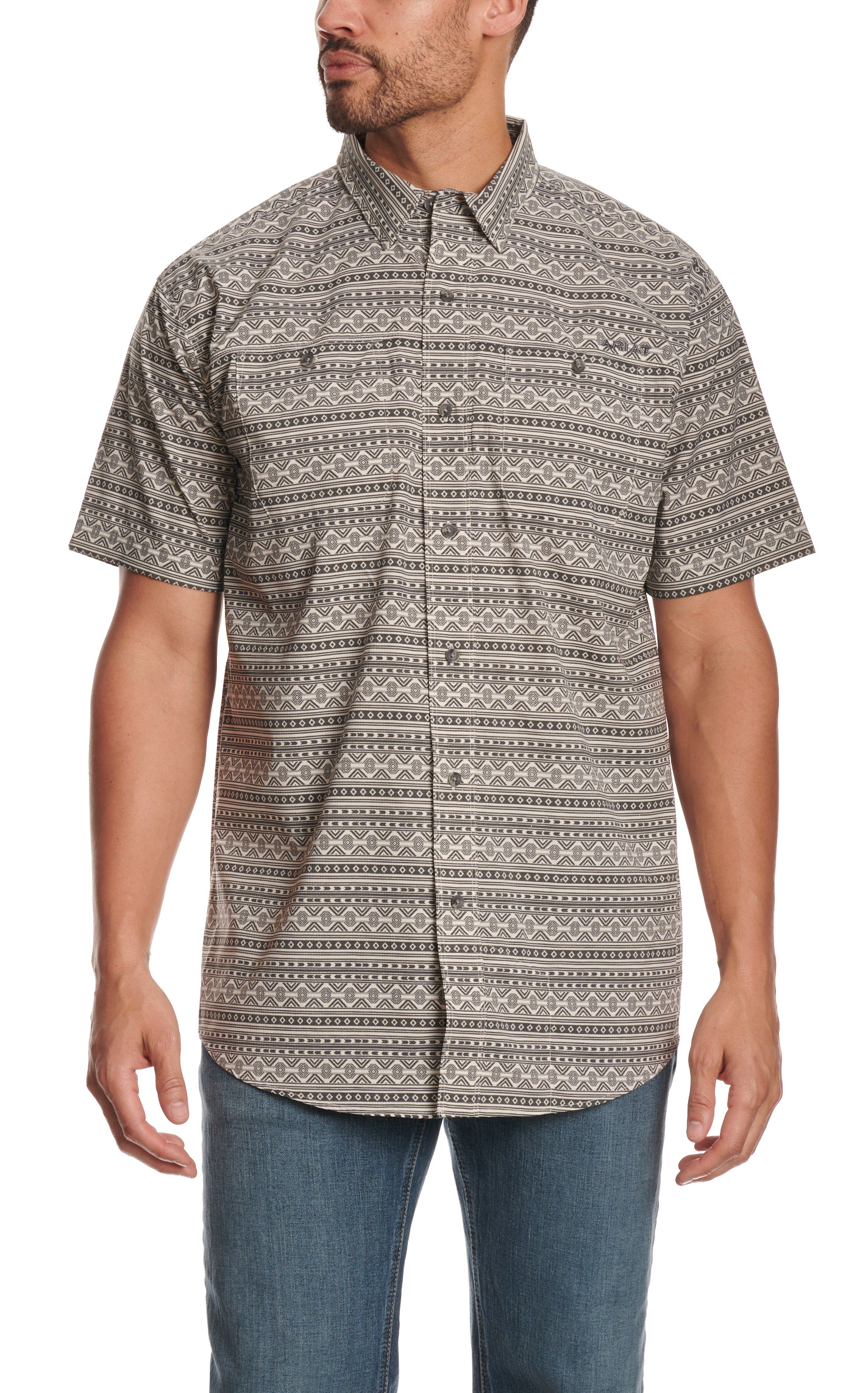 Ariat Men's 360 Airflow Tan Aztec Print Classic Shirt - Image 1