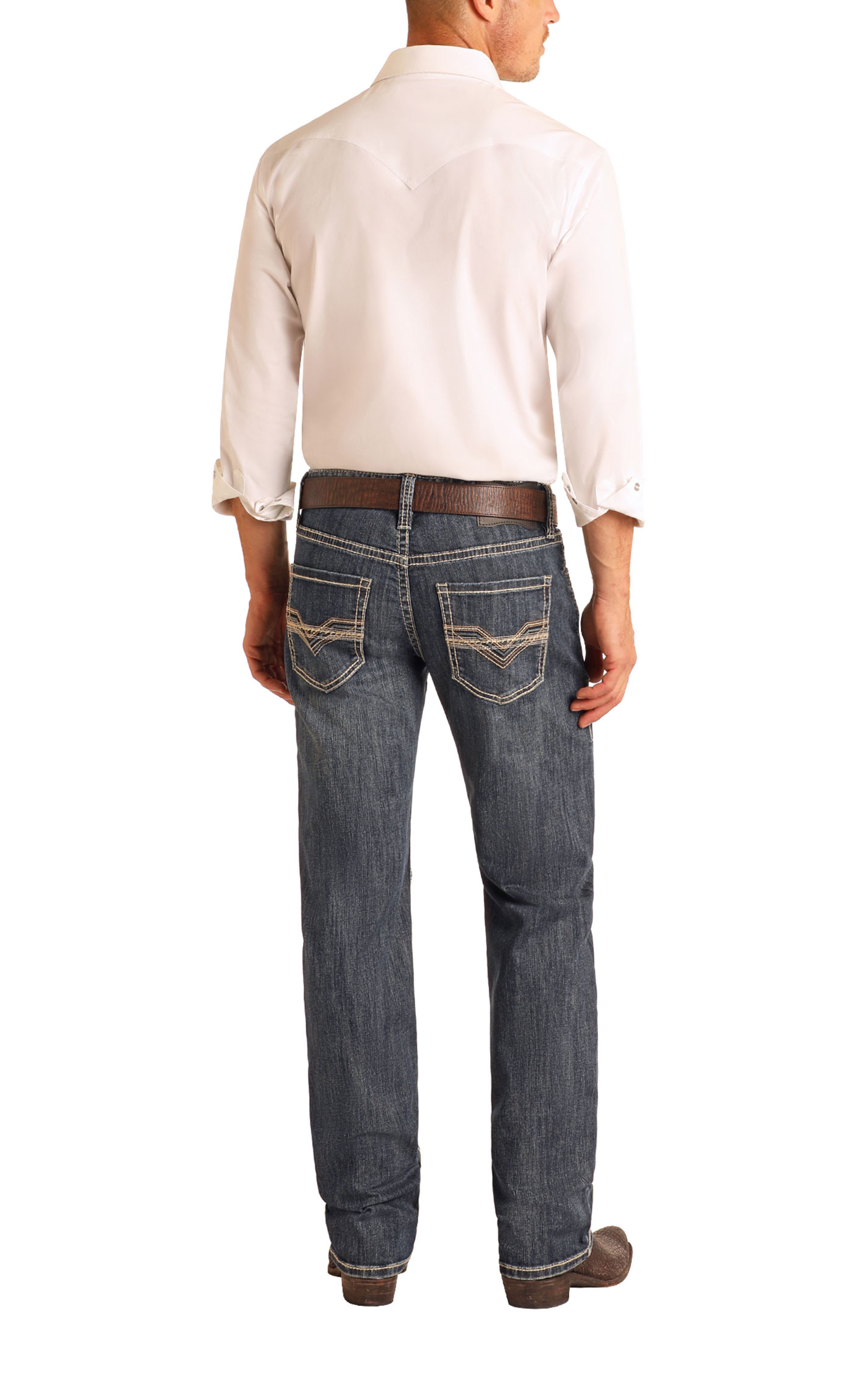 Rock & Roll Denim Men's Pistol Vintage Dark Wash Straight Jeans - Image 1