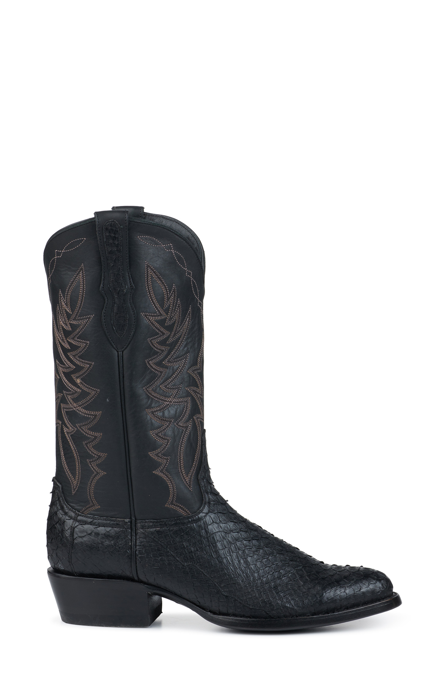 Cavender's Men's Black Python R Toe Exotic Cowboy Boots - Image 1