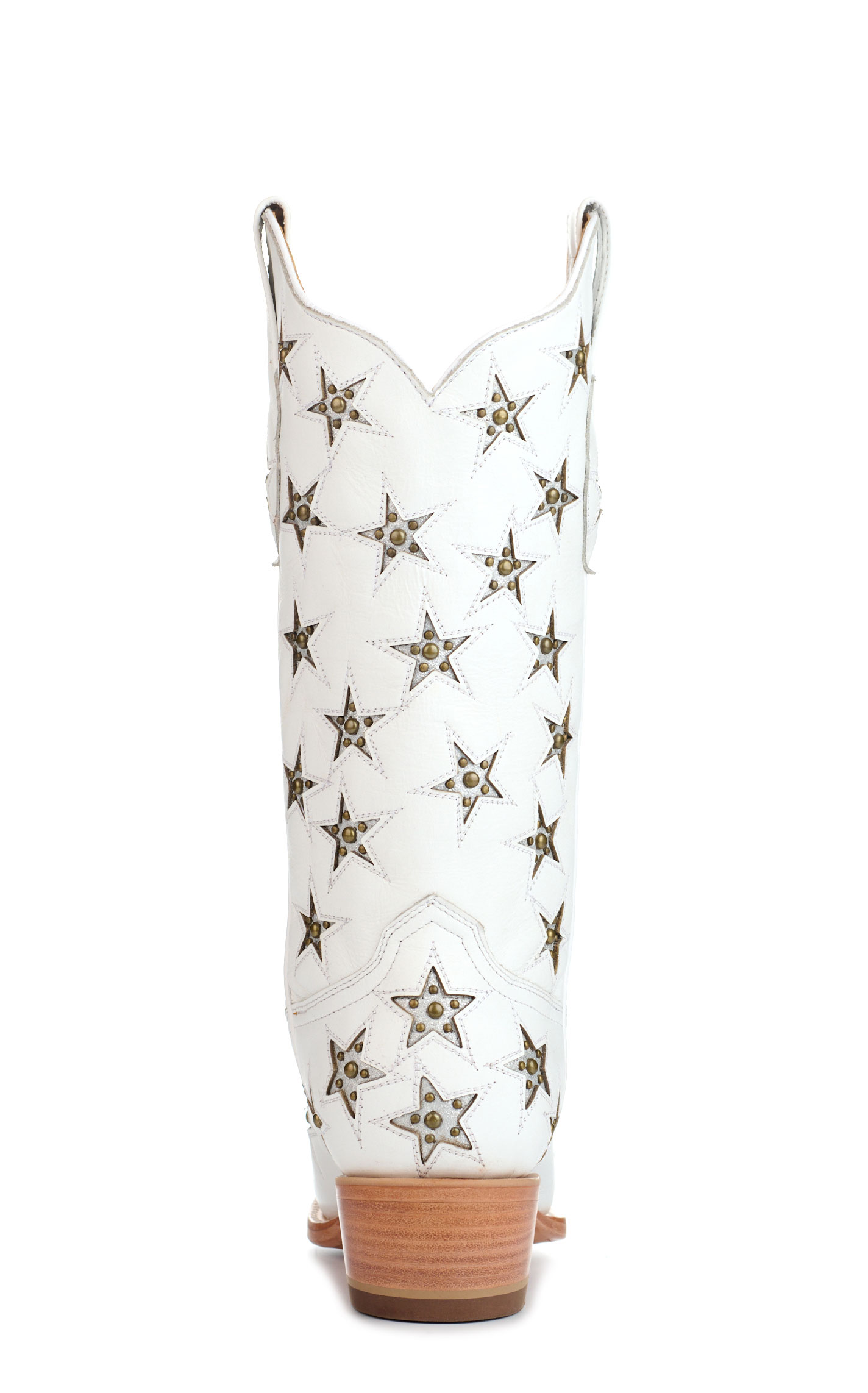 Black Star Women's Marfa White with Silver Star Inlays Snip Toe Cowboy Boots - Image 1