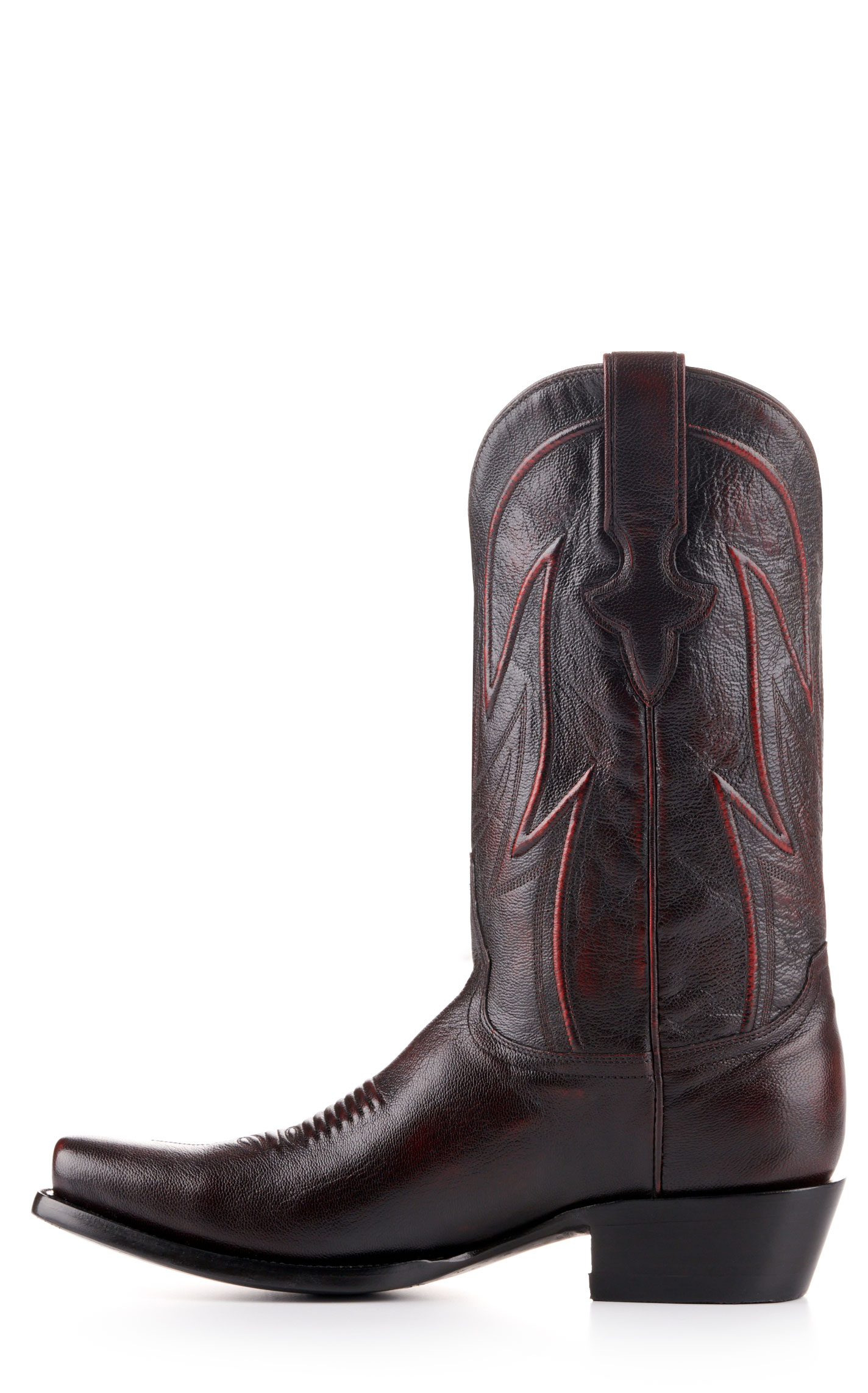 JRC & Sons Men's Wyatt Brush Off Goat Punchy Square Toe Cowboy Boot in Black Cherry - Image 1