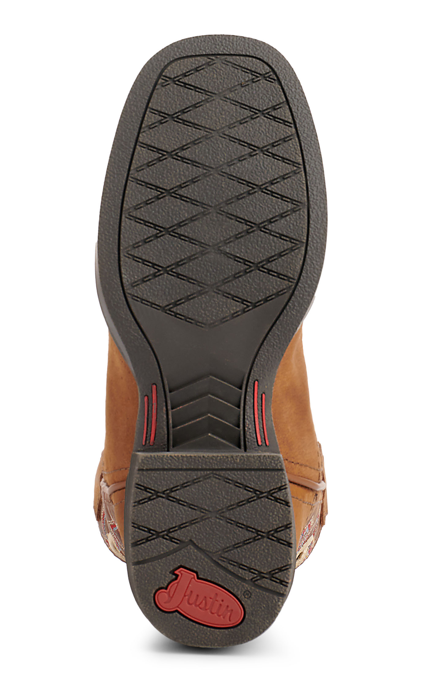 Justin Kids Bowline Junior Brown and Sunset Brown Wide Square Toe Cowboy Boots - Image 1