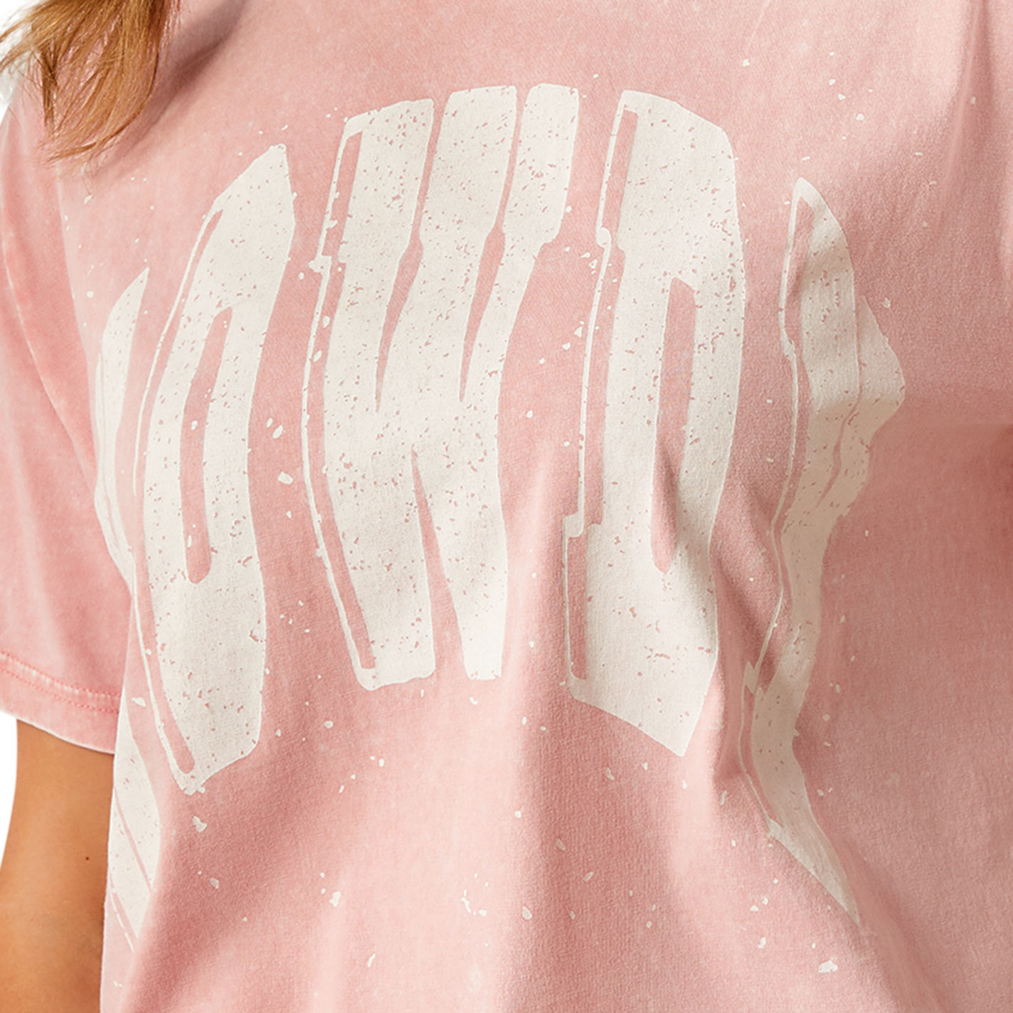 Ariat Women's Pink HOWDY Acid Wash T-Shirt - Image 1