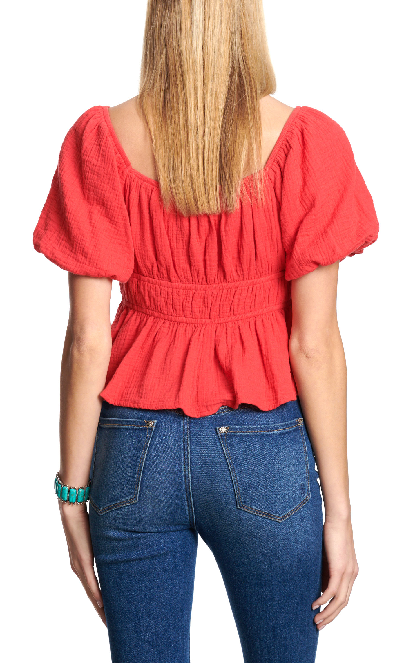 Rockin C Women's Coral Crinkle Top - Image 1