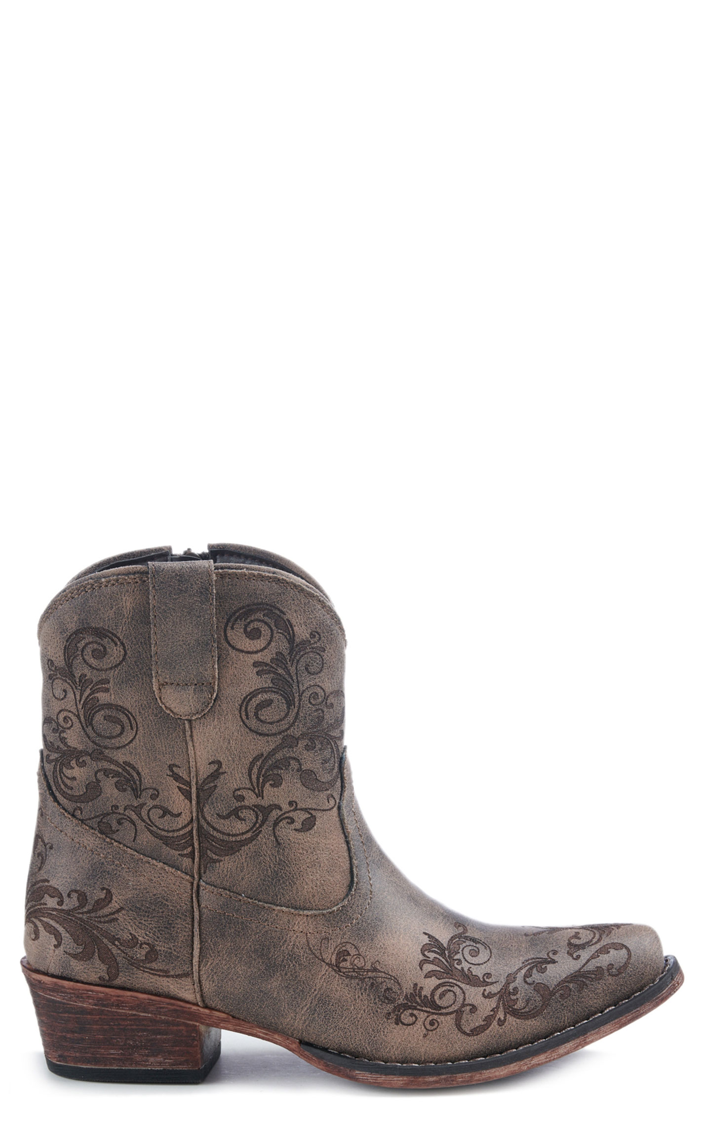 Roper Women's Brown Laser Print Snip Toe Cowboy Booties - Image 1