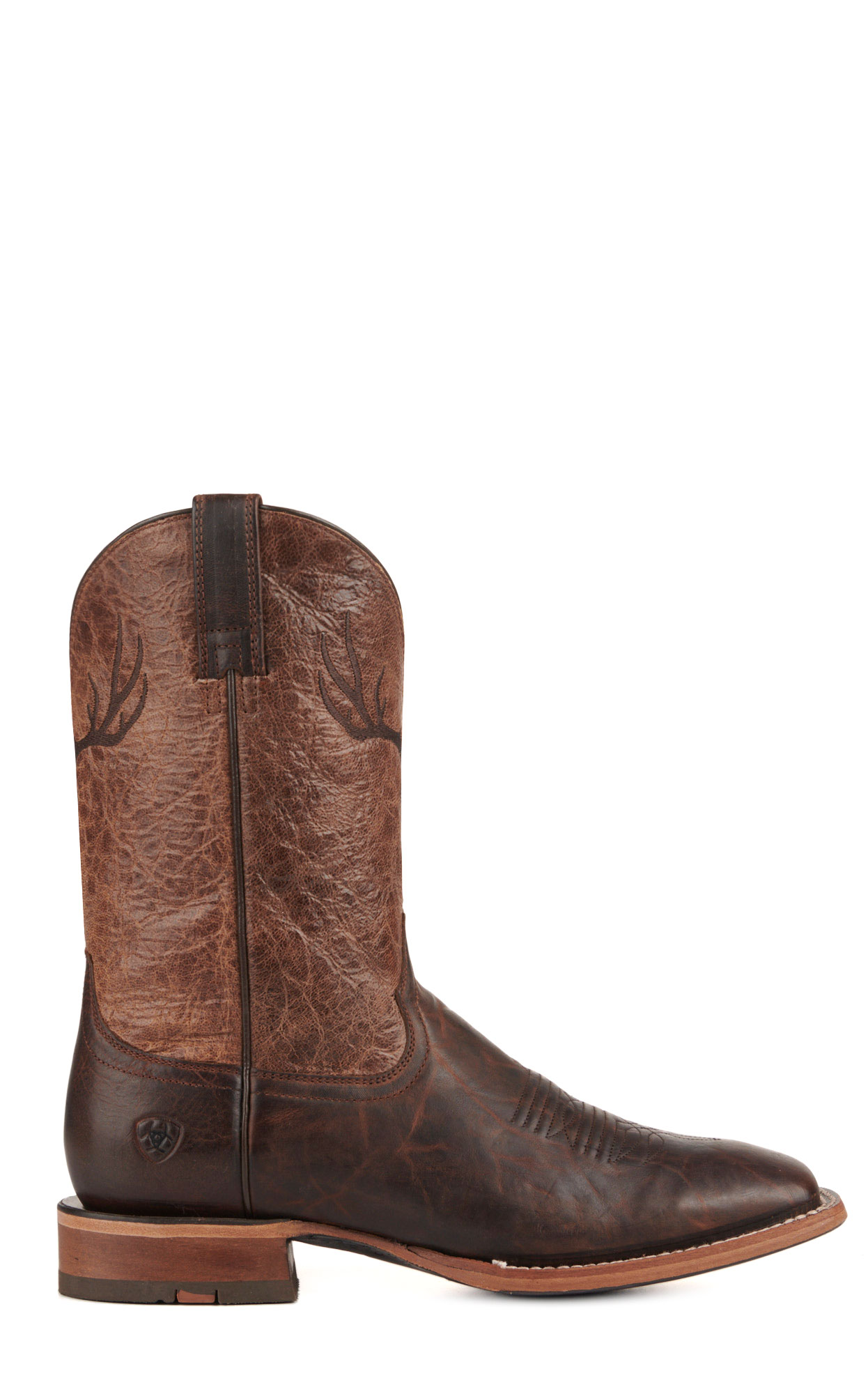 Ariat Men's Crosshair Dark Whiskey and Brown Deer Skull TekStep Square Toe Cowboy Boots - Image 1