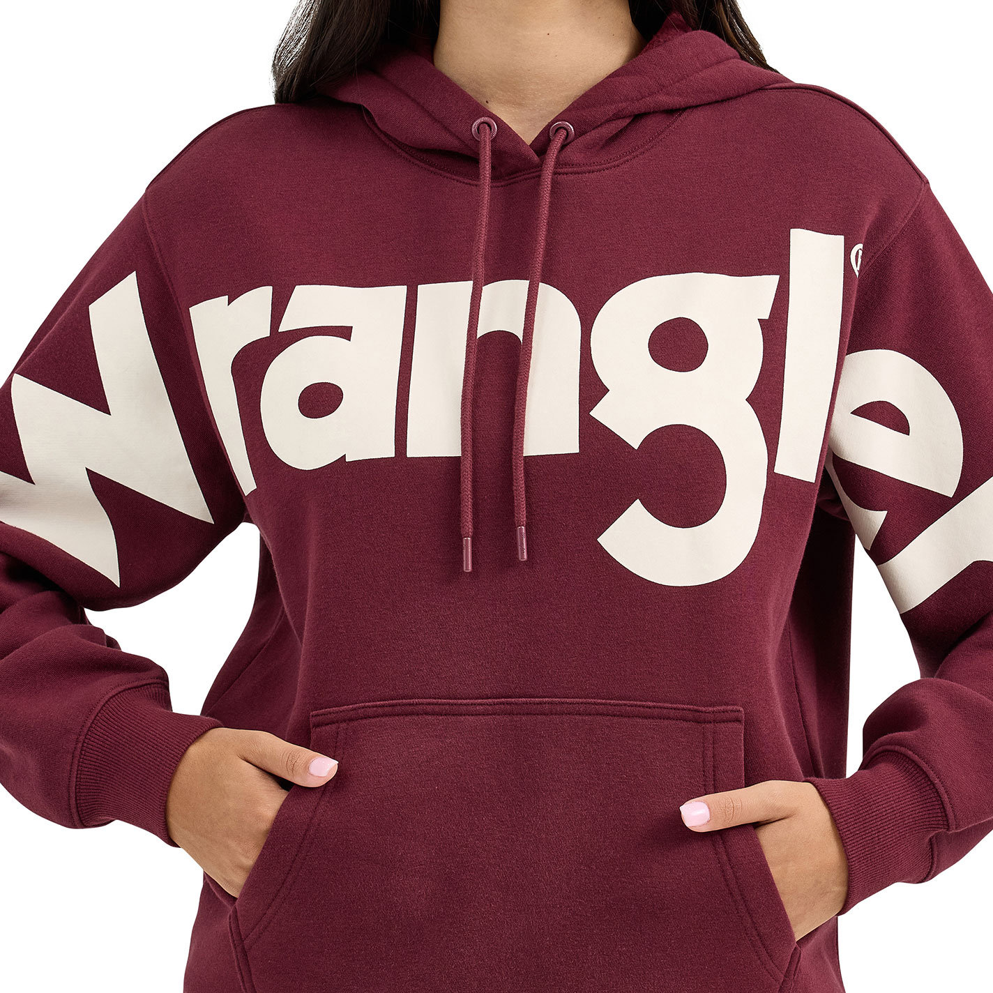 Wrangler Retro Ladies Wrangler Logo Maroon Hoodie - Image 2