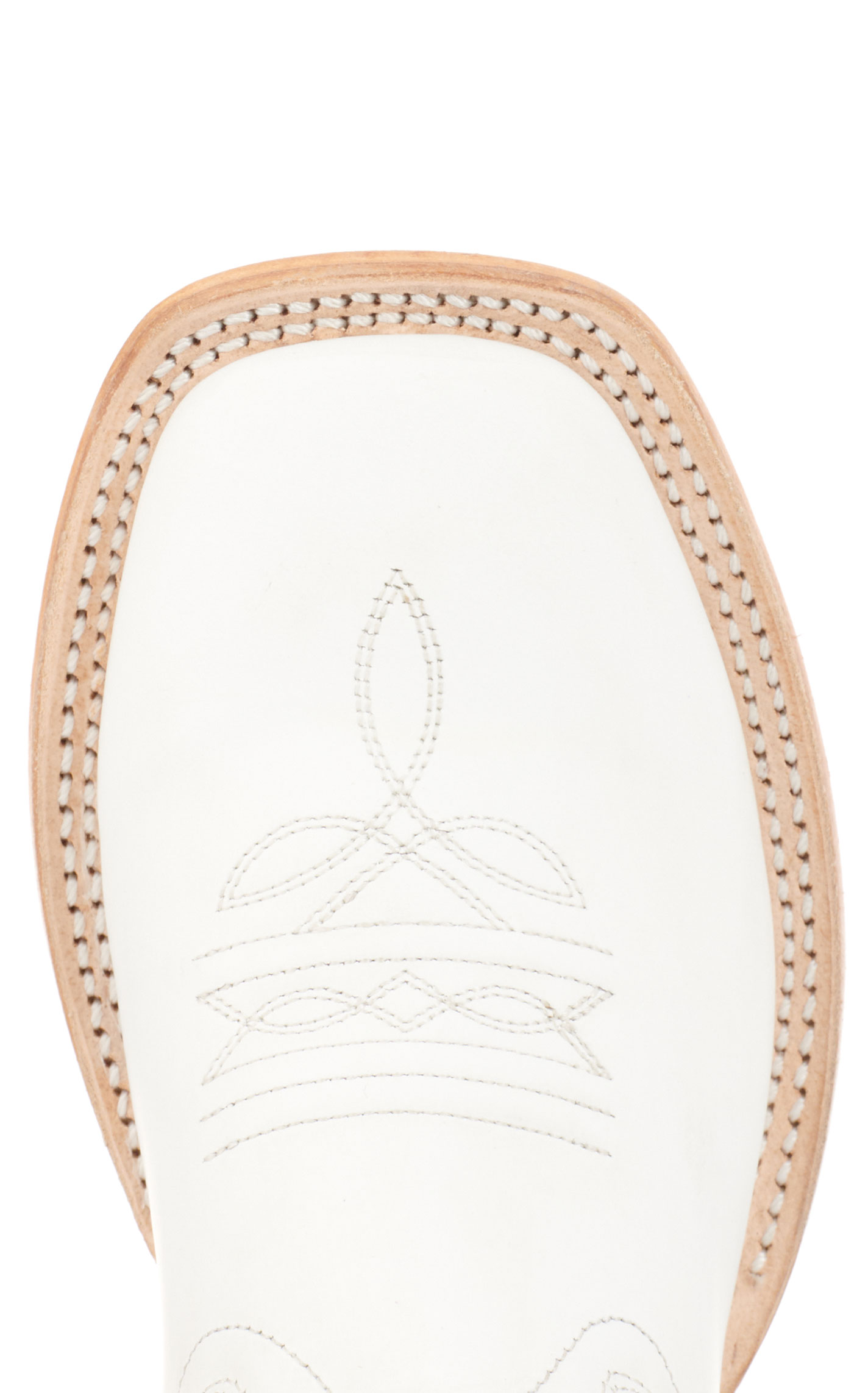 Old West Youth White Wide Square Toe Cowboy Boots - Image 1
