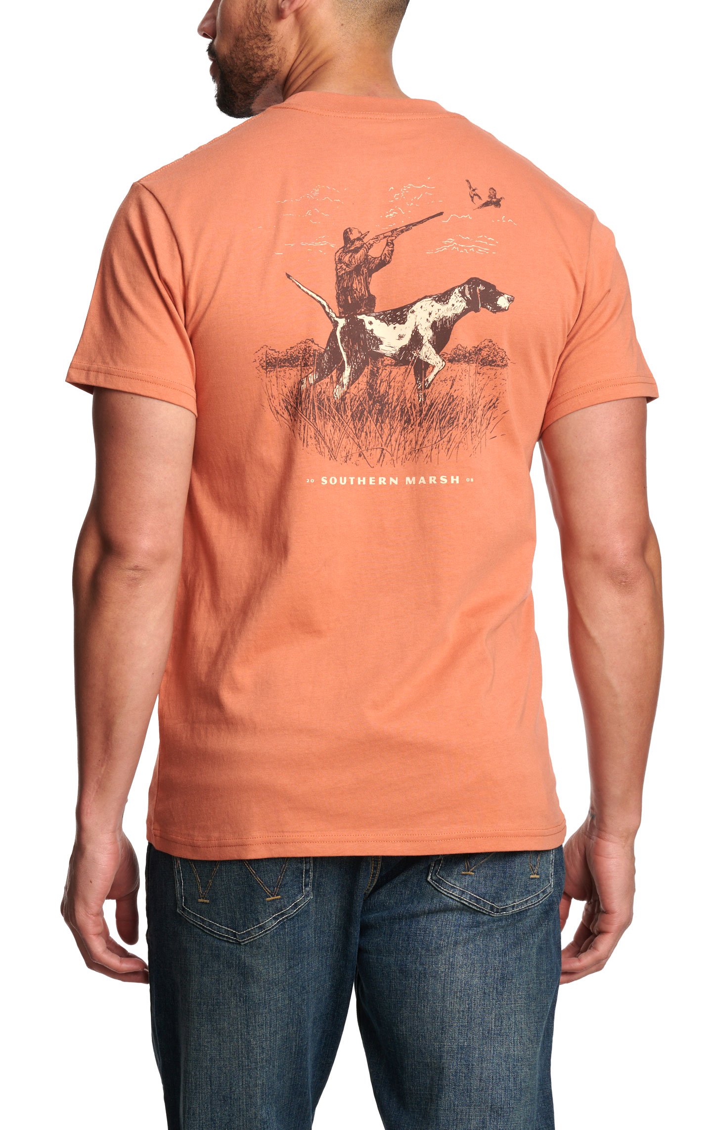 Southern Marsh Men's Burnt Orange Pocket Logo T-Shirt - Image 1