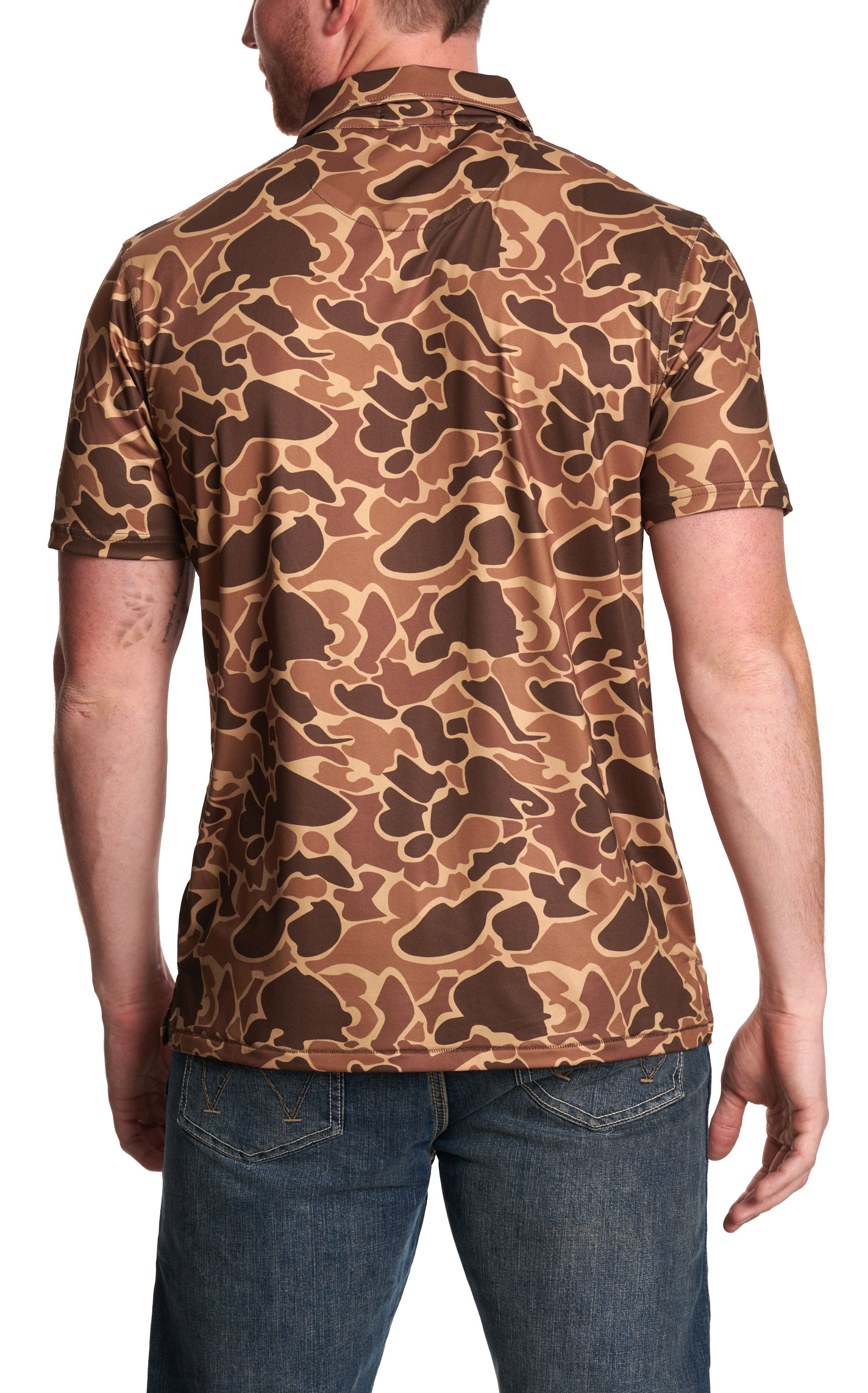 Rafter C Men's Brown Camo Polo Shirt - Image 1