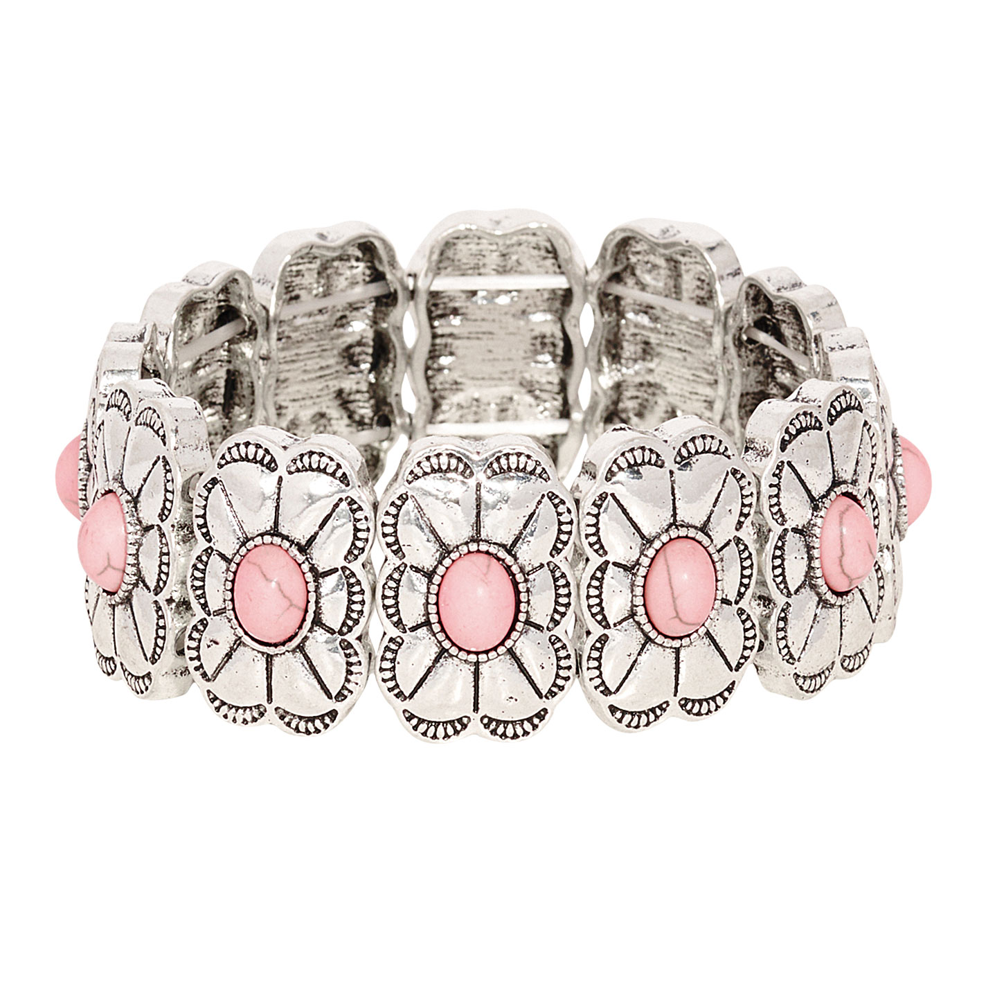 Southern Grace Silver & Pink Stretch Bracelet - Image 2