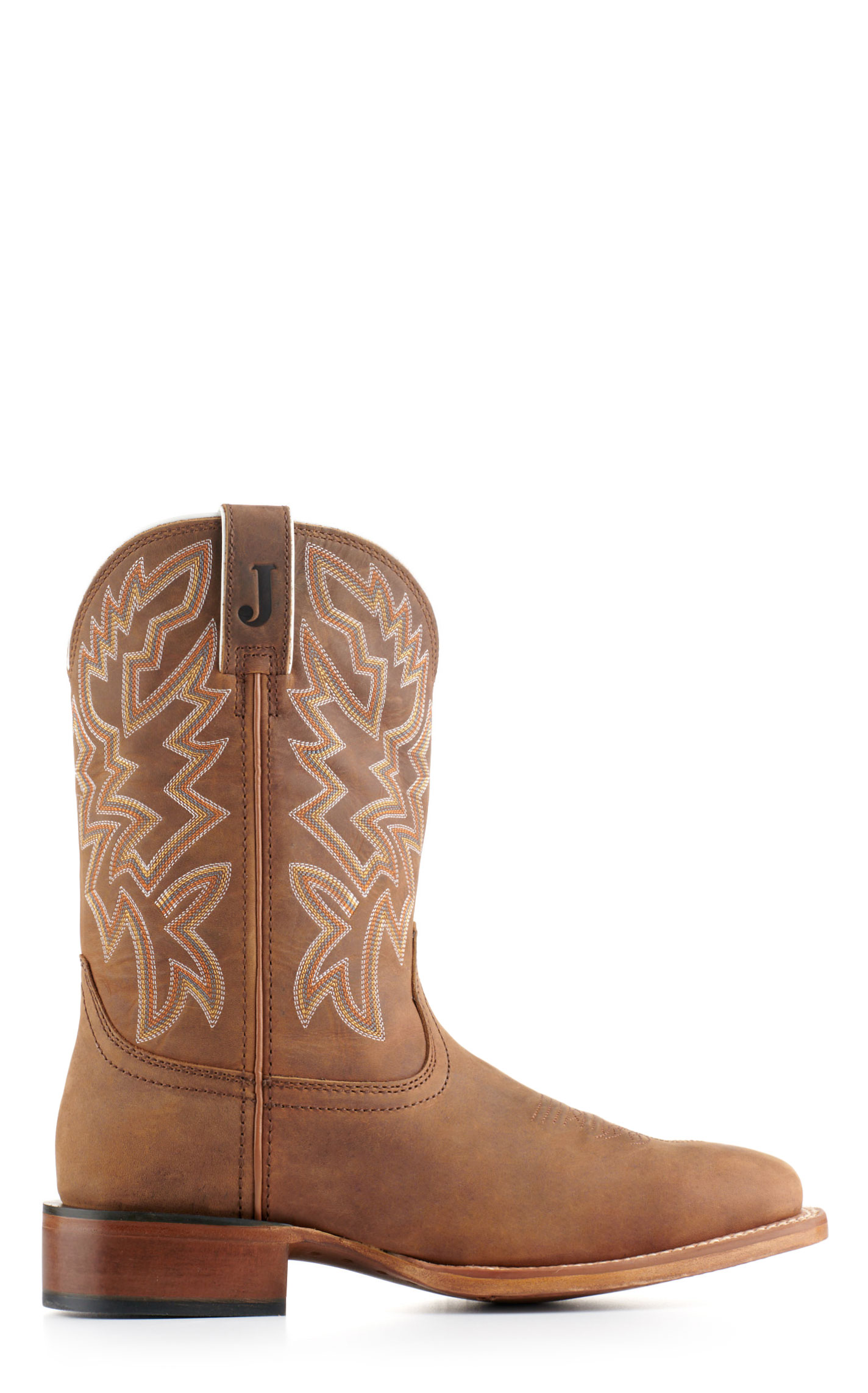 Justin Men's Frontier Jackpot Brown Wide Square Toe Cowboy Boots - Image 1