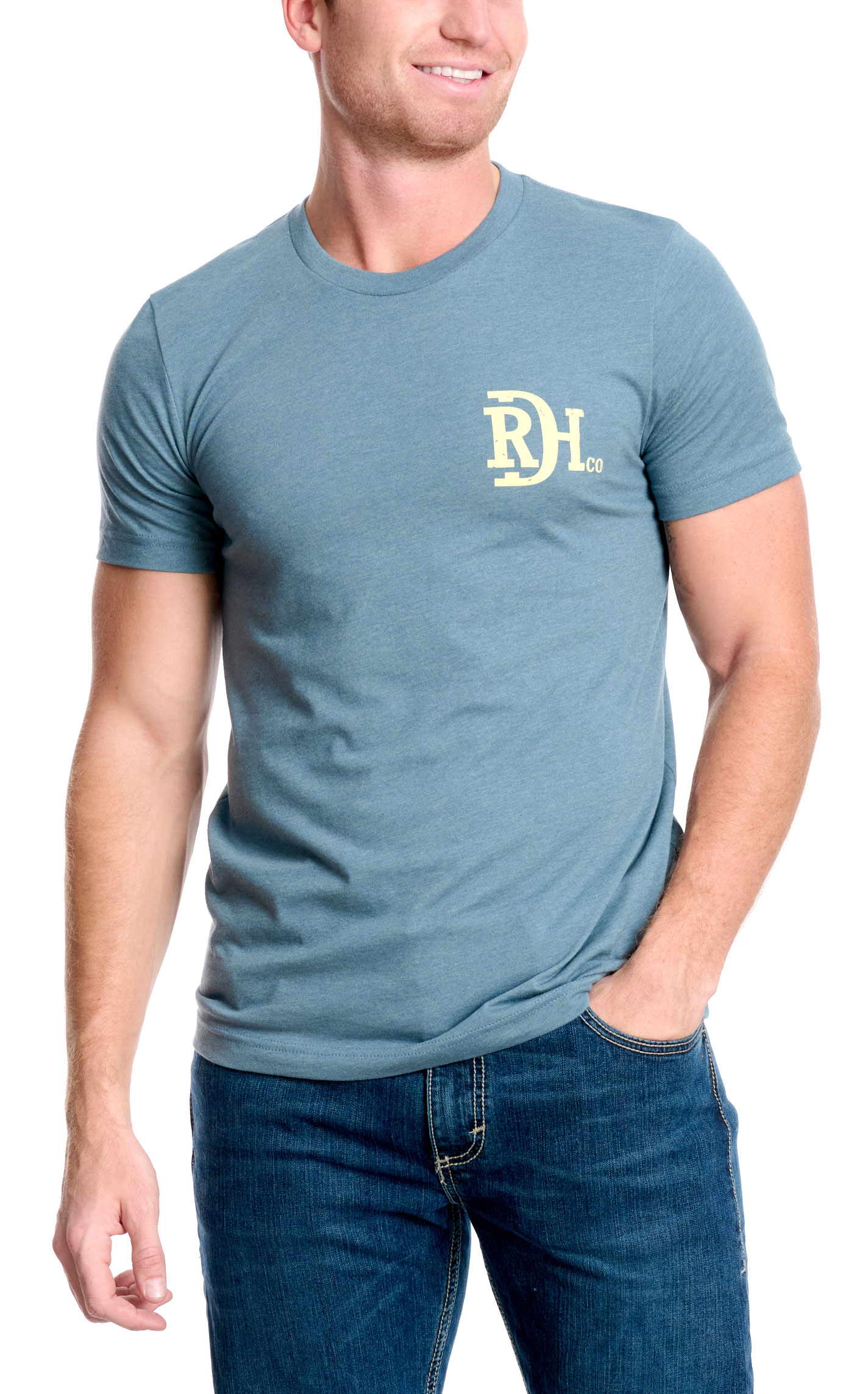 Red Dirt Hat Co. Men's Slate Blue Tornado Logo Graphic T-Shirt - Image 1