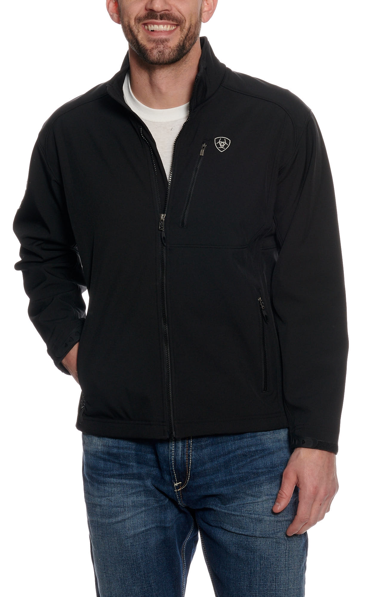 Ariat Men's Black Logo Softshell Jacket - Big & Tall - Image 1
