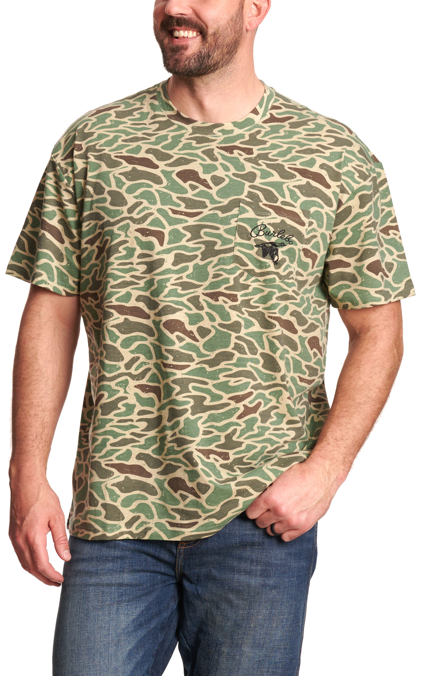 Burlebo Men's Retro Duck Camo Pocket T-Shirt - Image 1