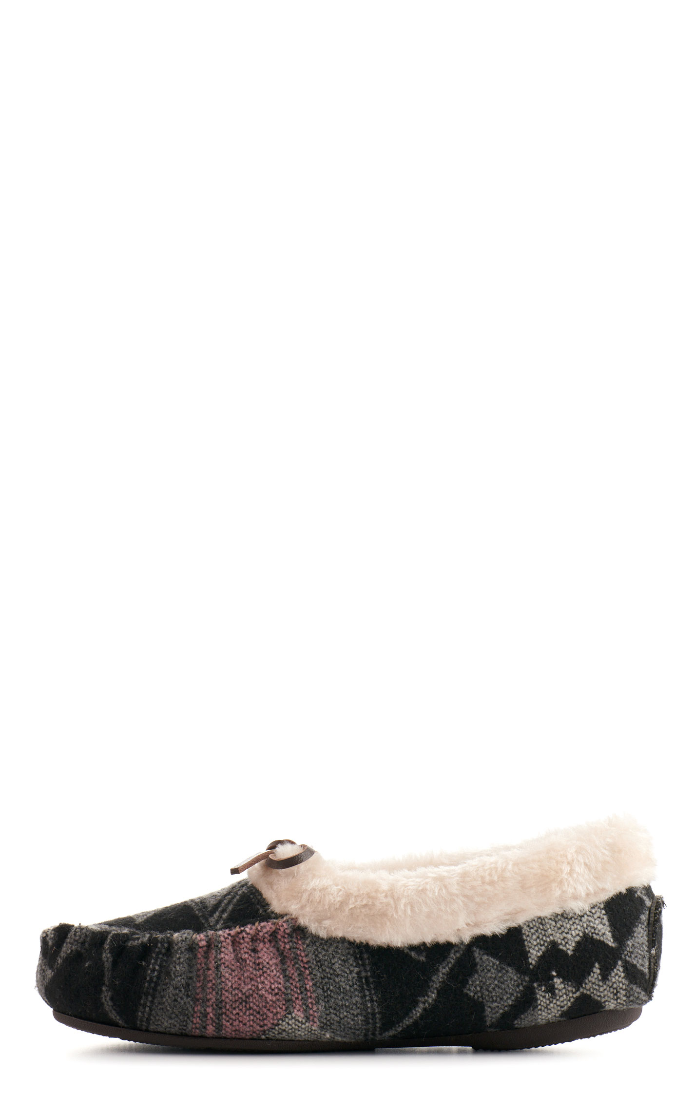 Blazin Roxx Women's Hallie Gray & Pink Blanket Print Moccasin Slippers - Image 1