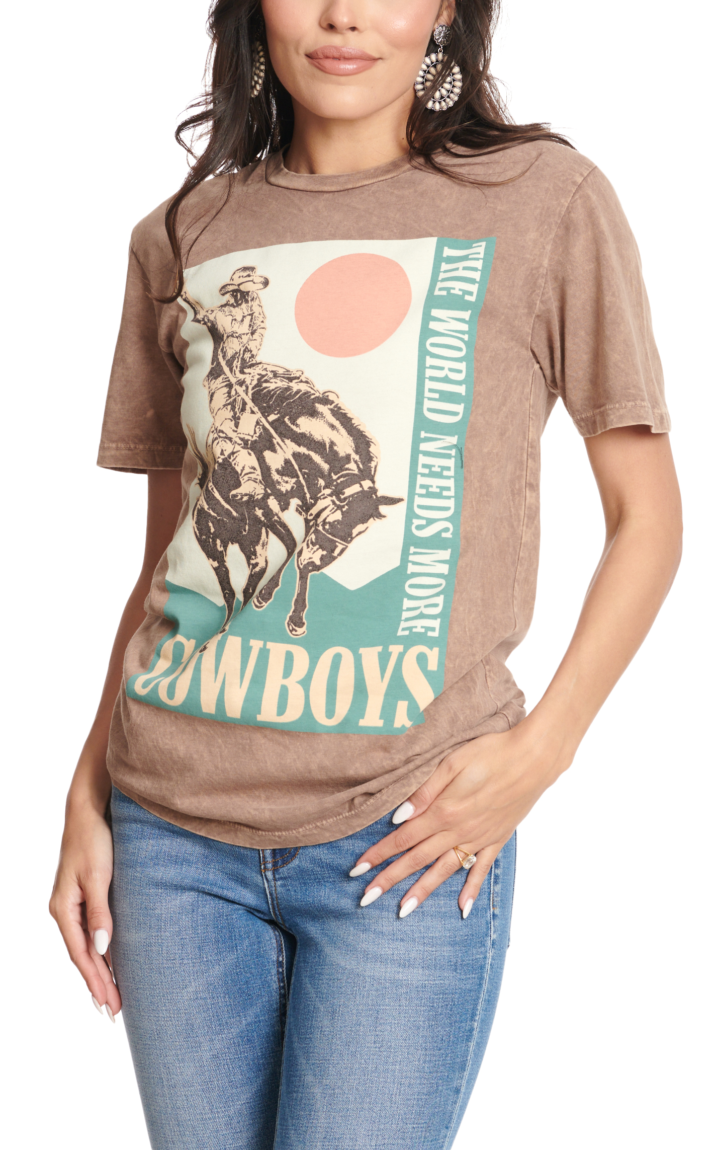 Lotus Fashion Women's Vintage Mocha The World Needs Graphic T-Shirt - Image 1