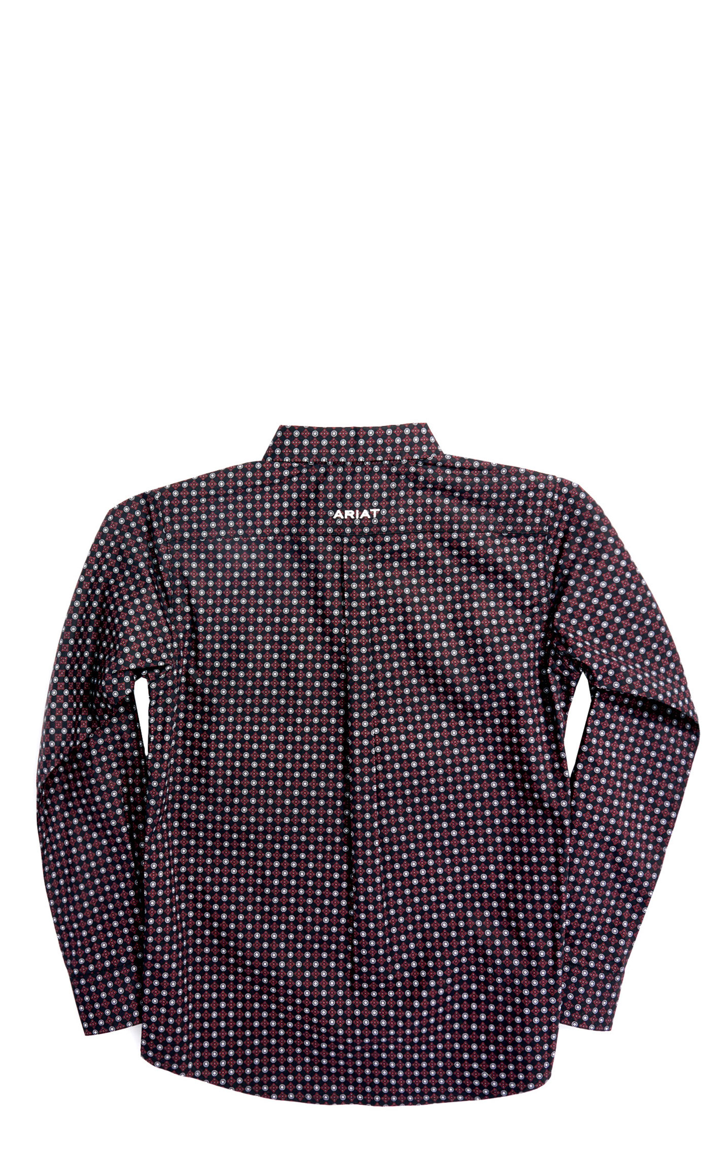 Ariat Boy's Malden Black Wine & White Geo Print Western Shirt - Image 1