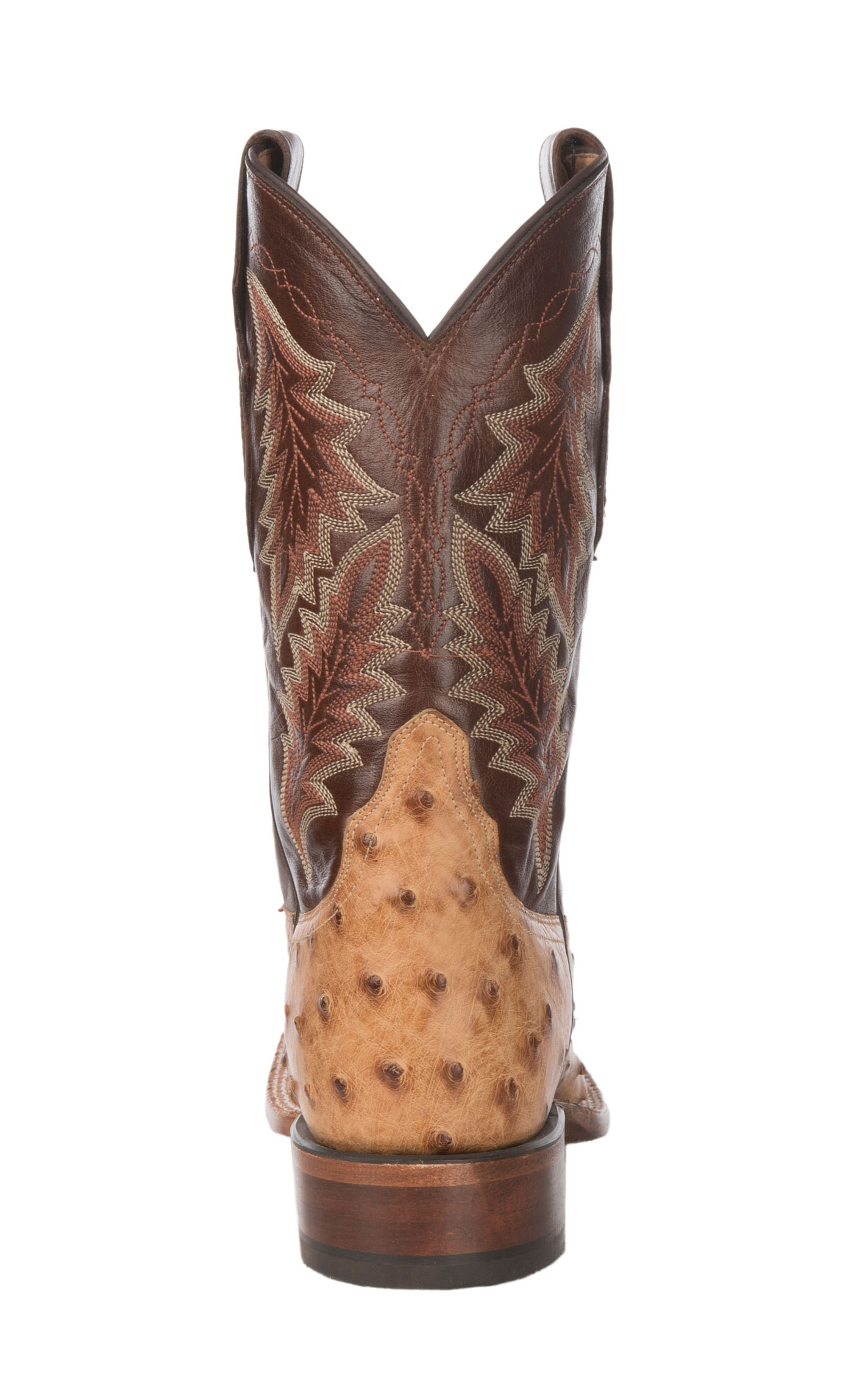 Tony Lama Men's Bourbon and Saddle Tan Full Quill Ostrich Wide Square Toe Exotic Cowboy Boot - Cavender's Exclusive - Image 1