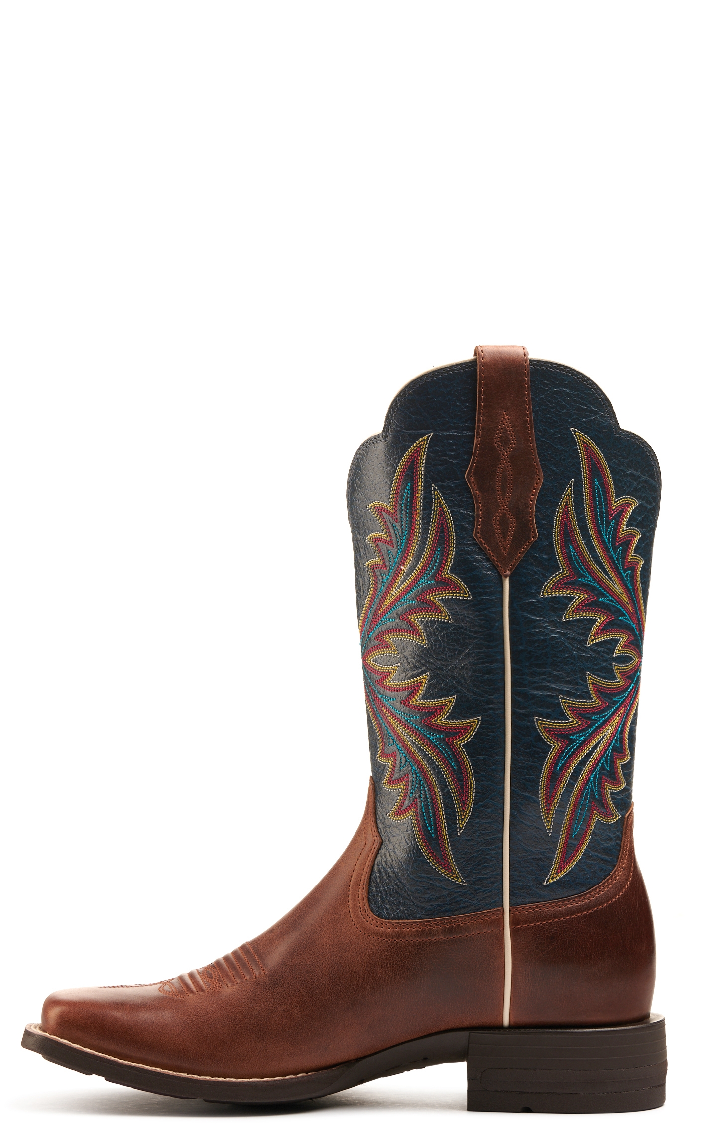 Ariat Women's West Bound Russet Rebel and Crackle Navy Shock Shield Wide Square Toe Cowboy Boots - Image 1