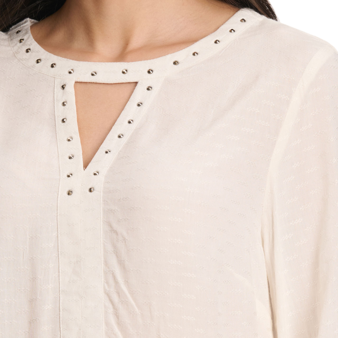 Rockin C Women's White Silver Studded Top - Image 1
