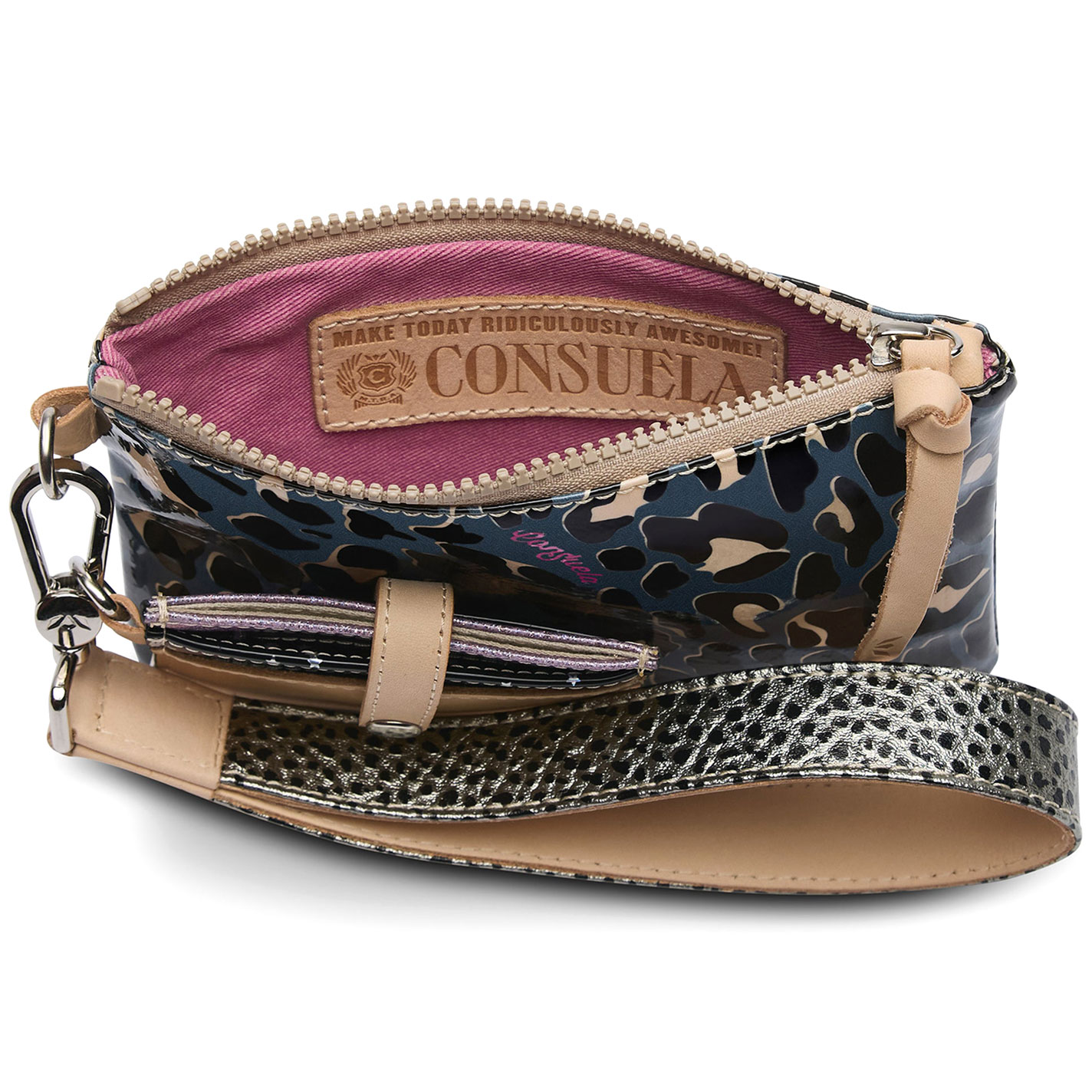Consuela Dani Slate Blue & Black Leopard Print Combi Wallet - Image 1