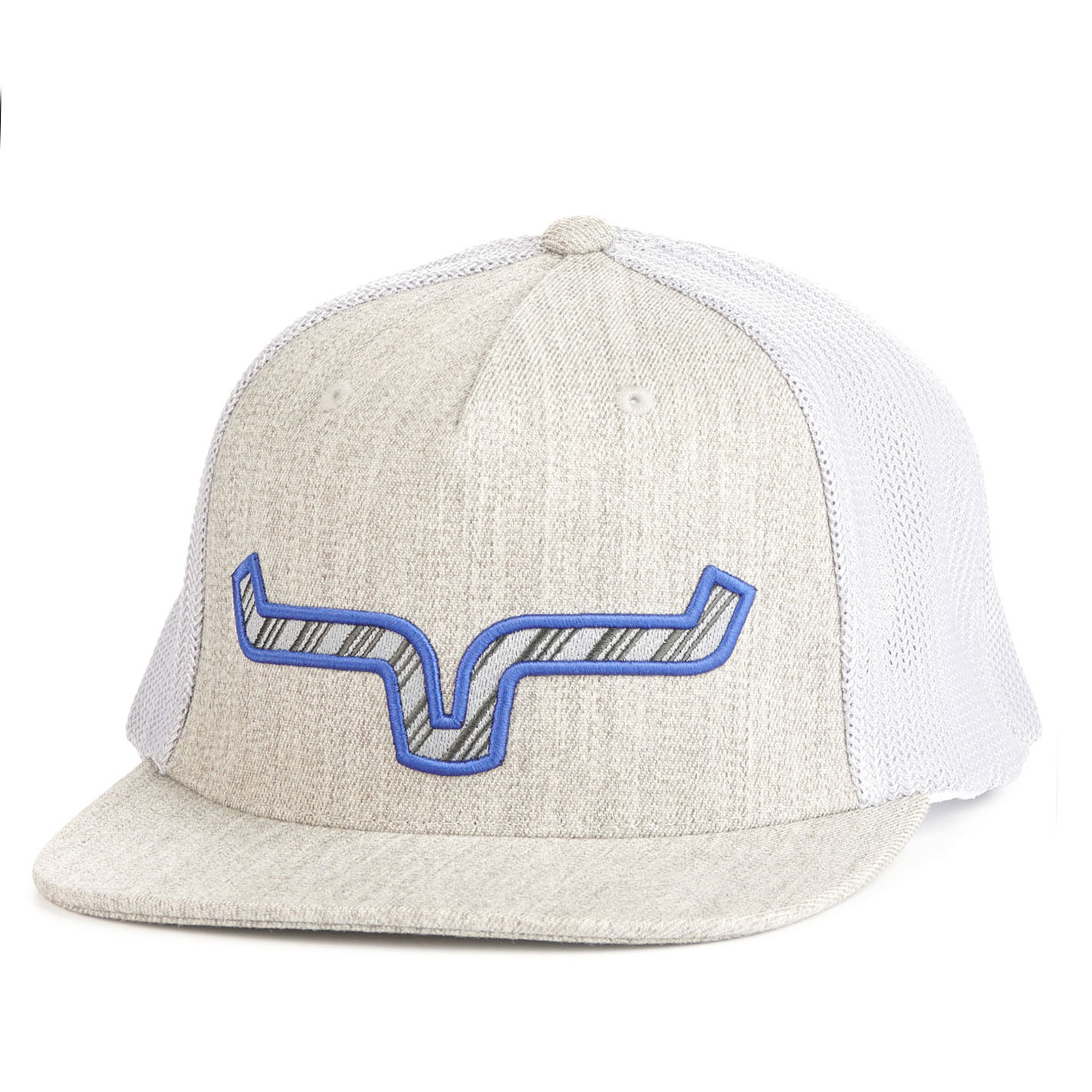 Kimes Ranch Men's Gray on Gray & Blue Stitch Horns Logo Cap - Image 1