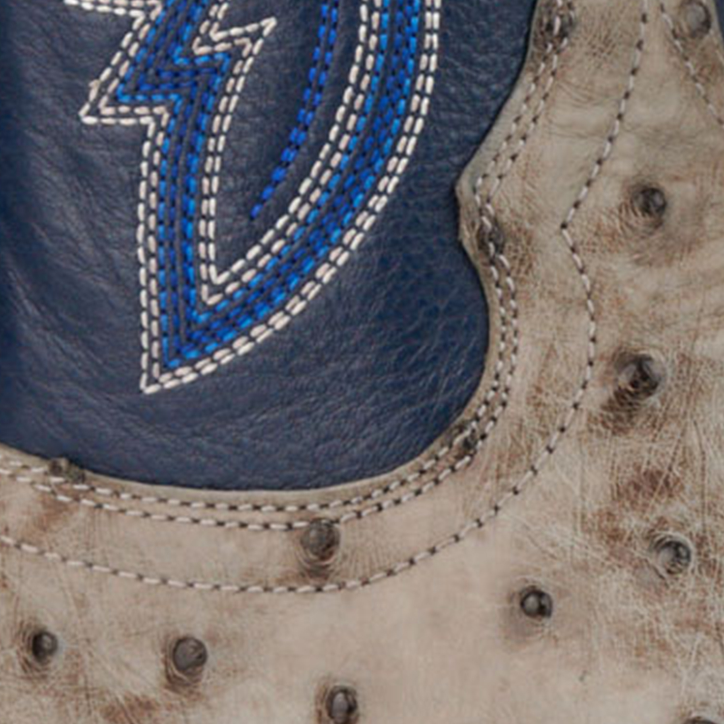 Ariat Men's Futurity Relentless Buckles Blue and Gray Full Quill Ostrich Punchy Square Toe Exotic Cowboy Boots - Image 1