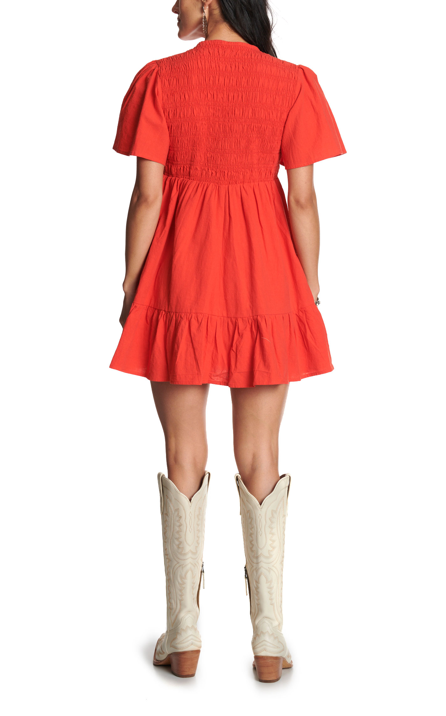 Rockin' C Women's Pumpkin Red V-Neck Dress - Image 1
