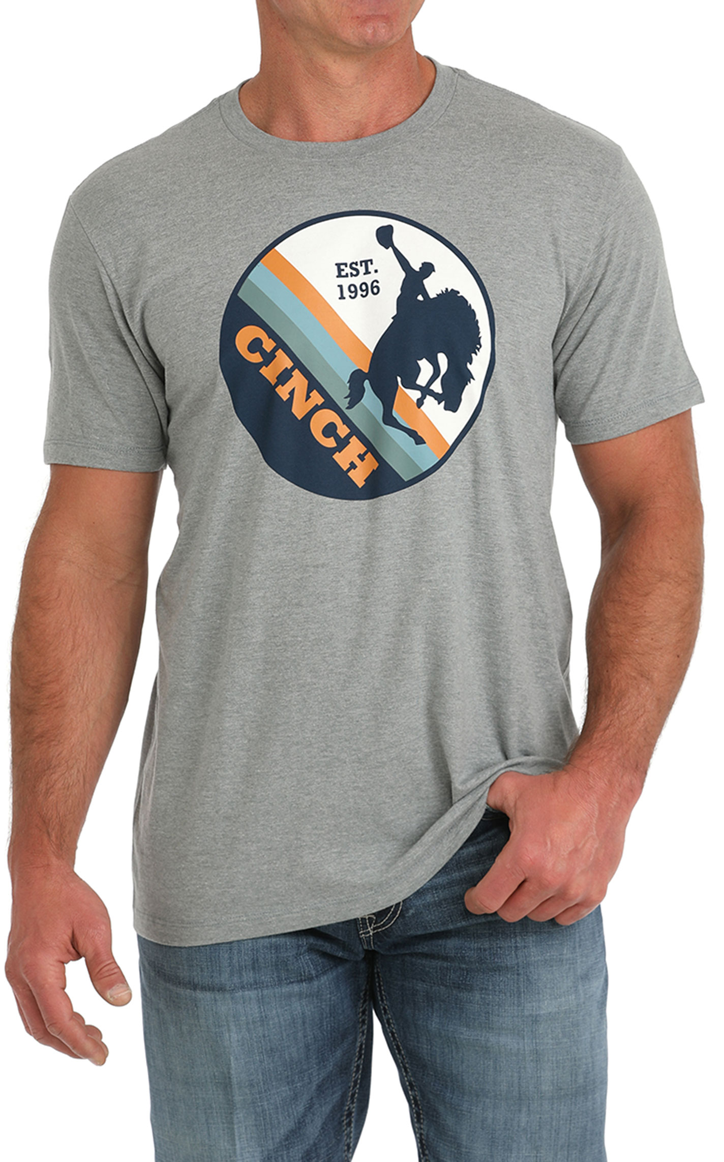 Cinch Men's Gray Bronc & Rider Circle Logo Graphic T-Shirt - Image 1
