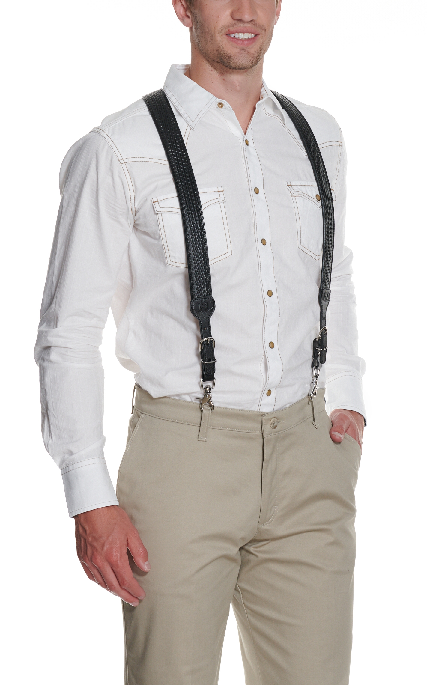 Nocona Black Basket Weave Suspenders - Image 1