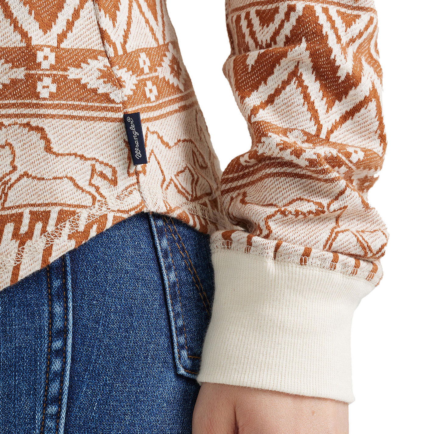Wrangler Retro Women's Cinnamon & Cream Aztec Horse Pullover  - Image 1