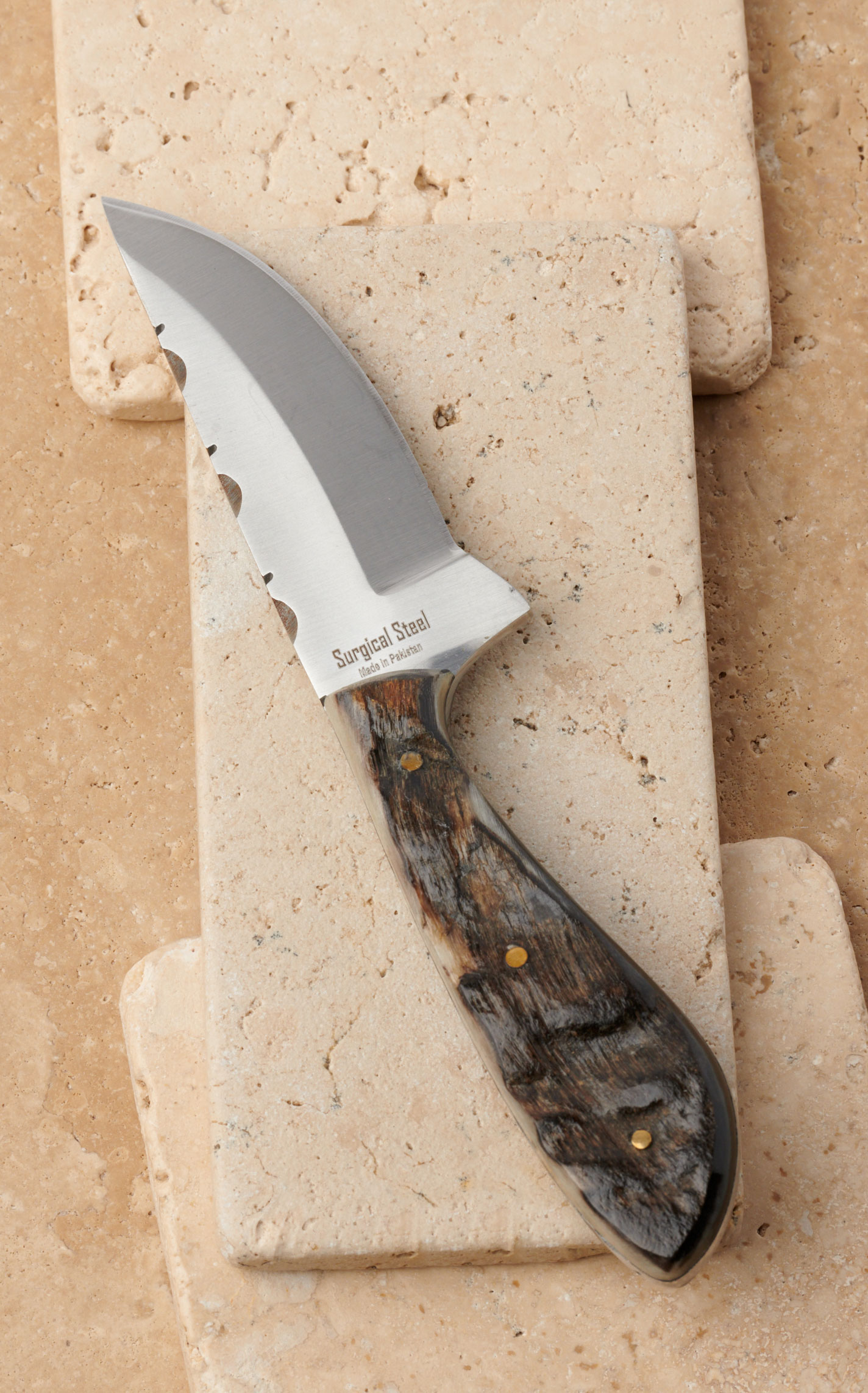 Circle SH Cutlery Straight Blade Surgical Steel & Ram Horn Handle Knife with Leather Sheath - Image 4