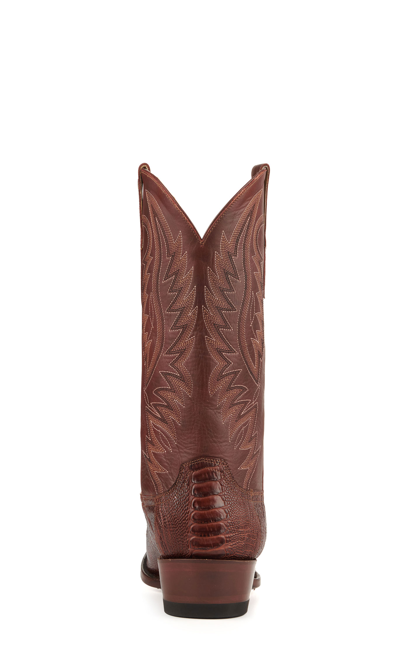 Cavender's Men's Brandy Ostrich Leg R-Toe Exotic Cowboy Boots - Image 1
