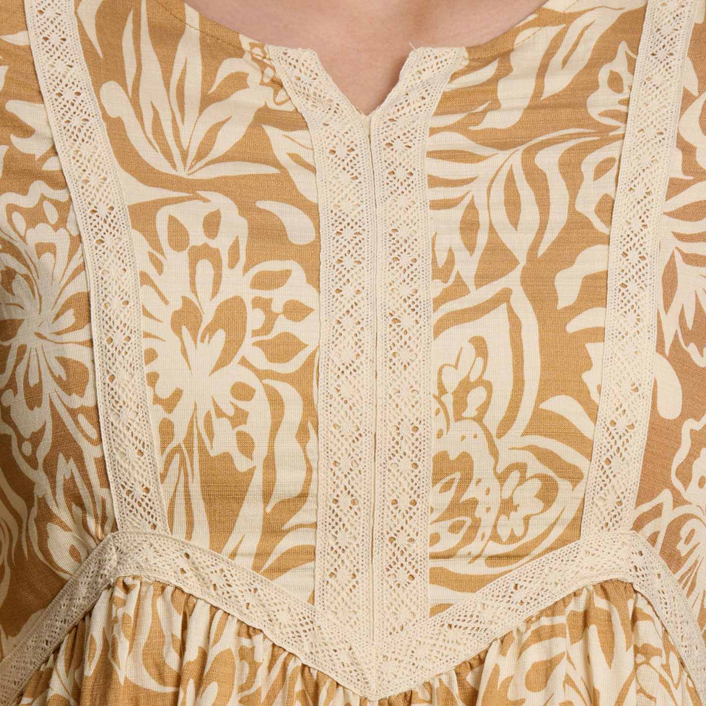 TCEC Women's Golden Tan & Cream Print Maxi Dress - Image 1