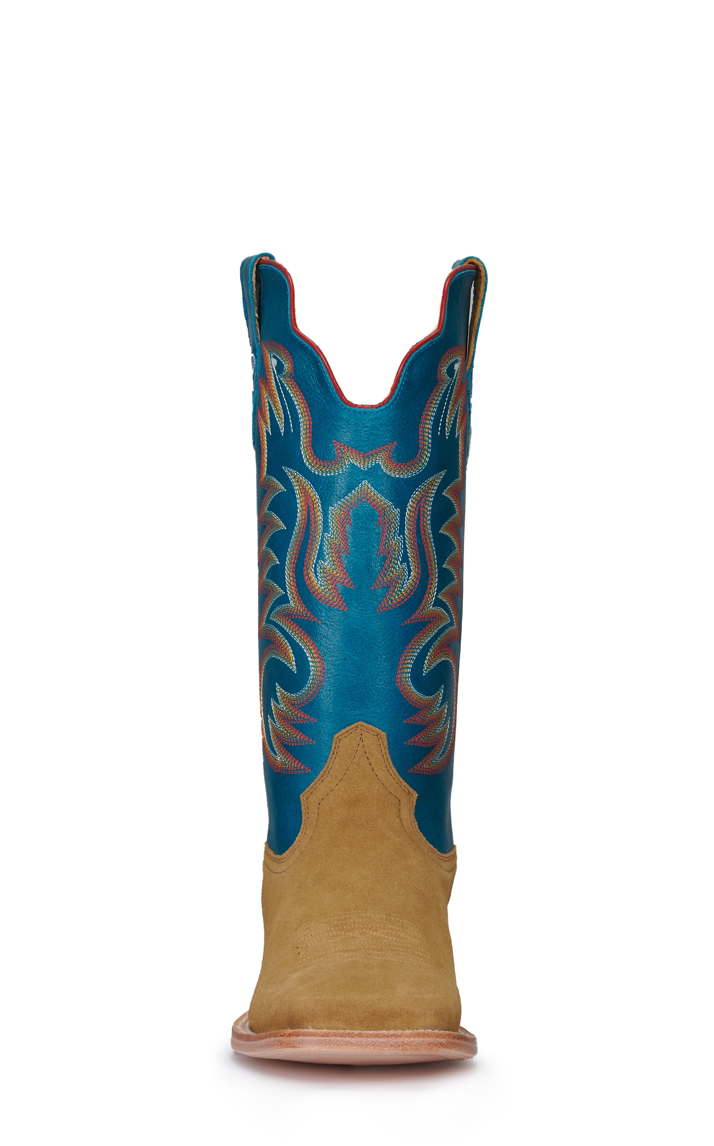 R Watson Marine Blue and Sand Roughout Wide Square Toe Cowboy Boots - Image 1