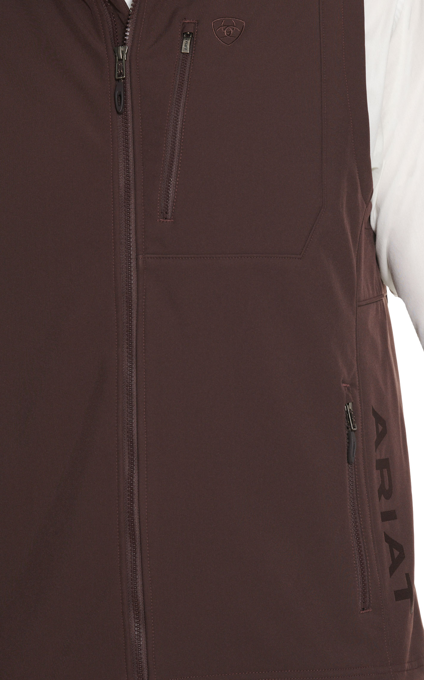 Ariat Men's Logo 2.0 Patriot Coffee Bean Brown with Flag Embroidery Softshell Vest - Image 1
