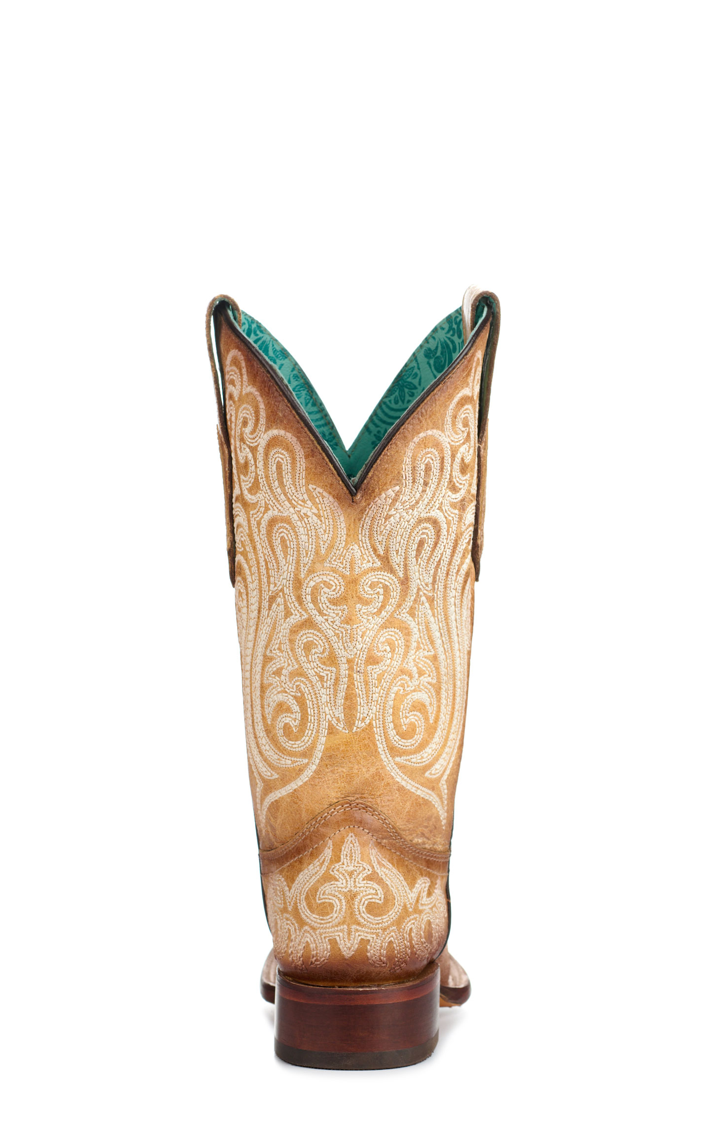Corral Women's Straw Brown with Luminescent Embroidery Square Toe Cowboy Boots - Image 1