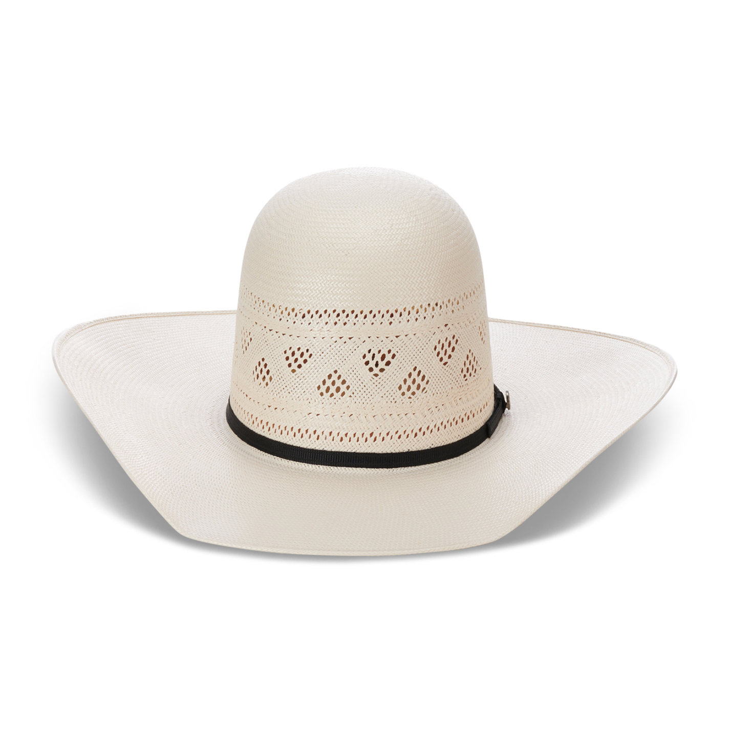 Rafter C Men's Shantung Ivory Diamond Vent Open Crown Cowboy Hat - Image 1